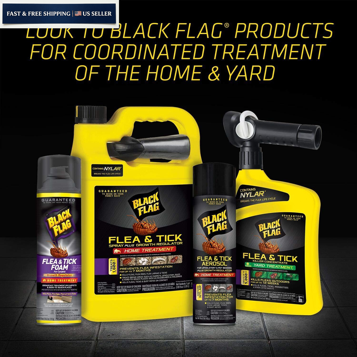 Black Flag Flea and Tick Killer Concentrate Yard 32 Fl Oz (Pack of 1),