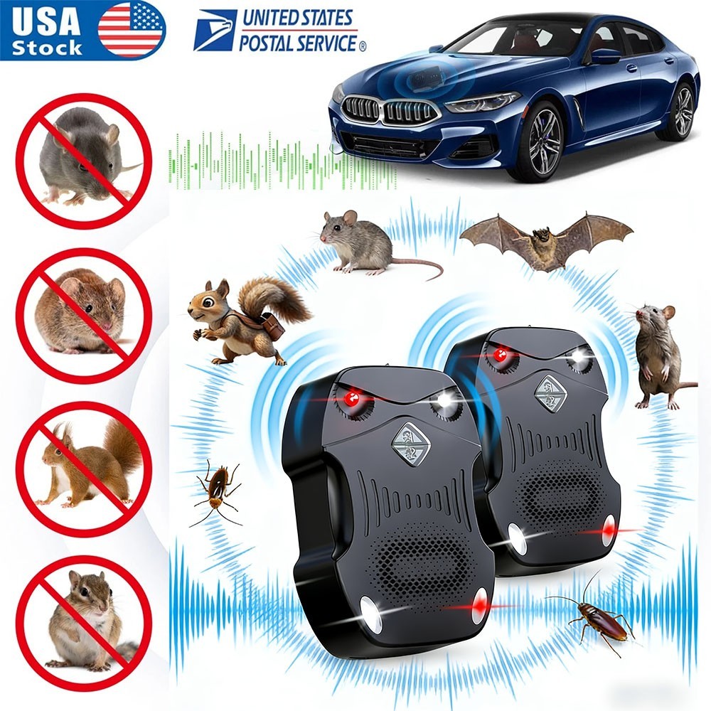 2 Pack Rodent Repellent for Car Engines, Ultrasonic Rodent Repeller