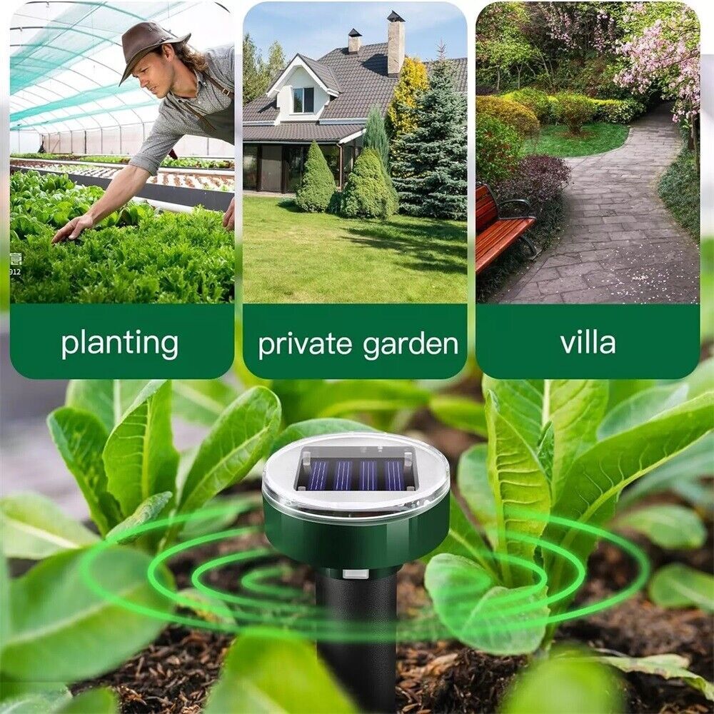 8/16 pack Solar Power Ultrasonic Repellent Mice Gopher Mole Pest Snake Repeller