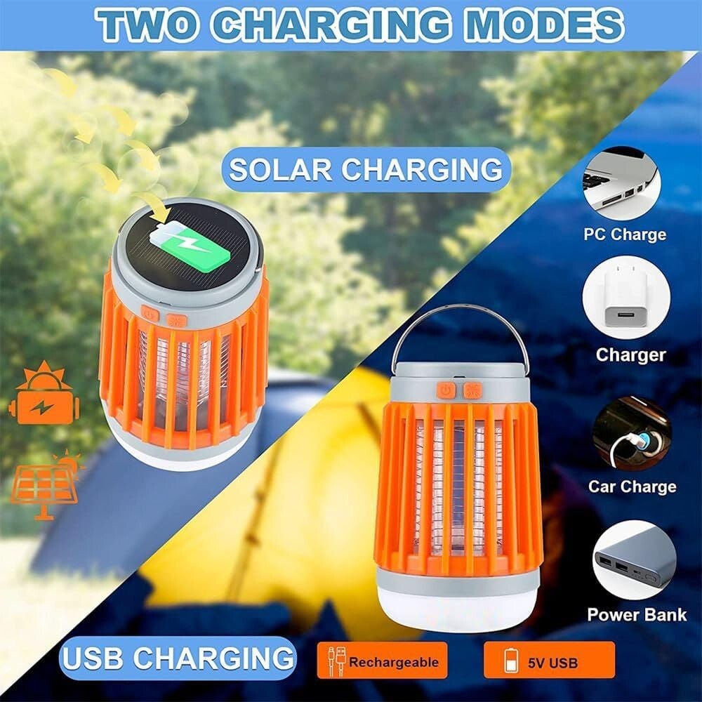 USB Solar Rechargeable Mosquito Lantern Zapper Repellent Outdoor Patio Indoor