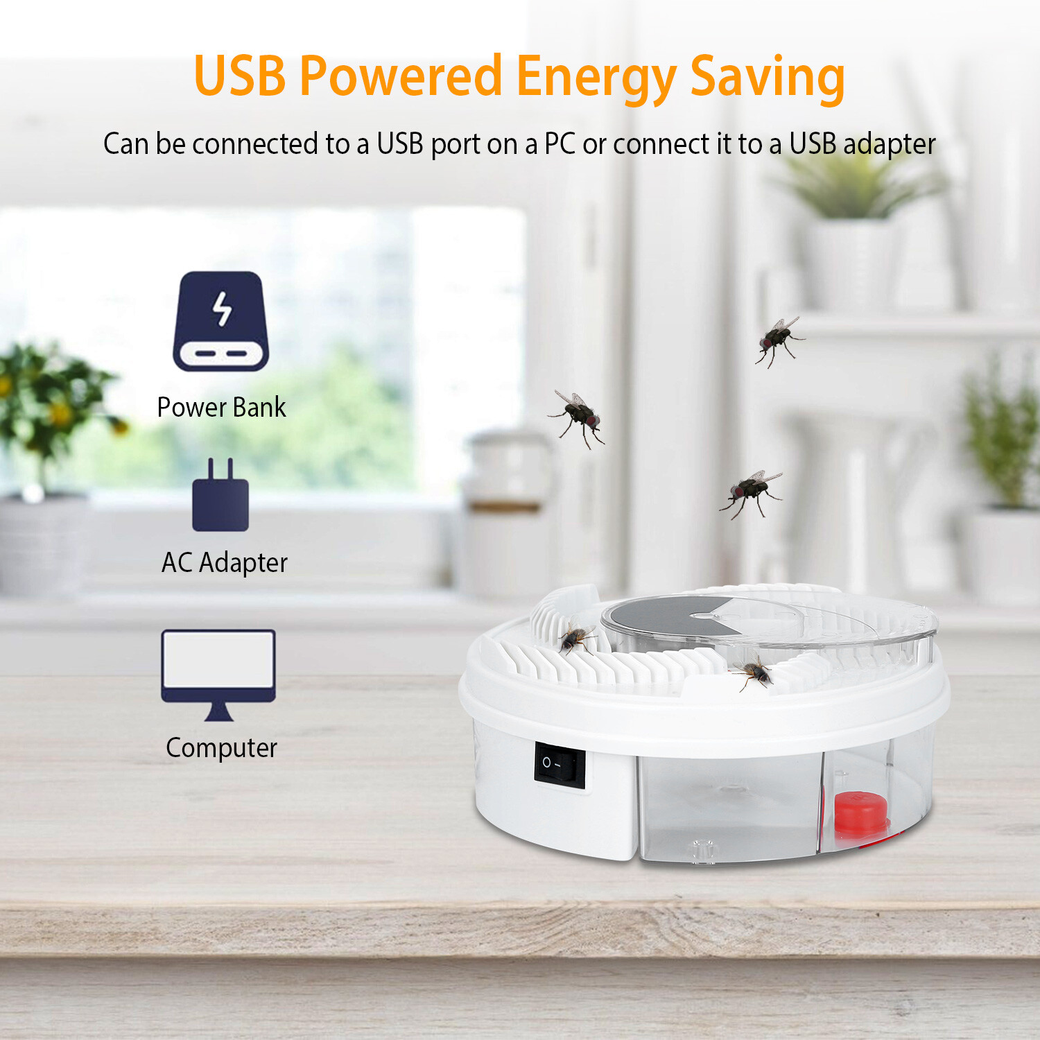 Electric Fly Trap Automatic Fly Catcher Rotating Fly Pest Repellent Kitchen Tool