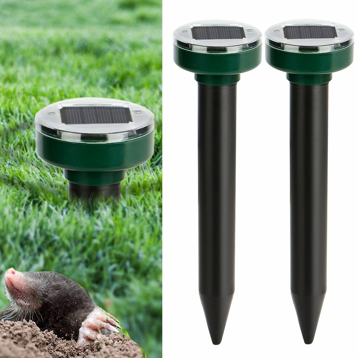 4 PCs Solar Power Ultrasonic Repellent Mice Gopher Mole Snake Squirrel Repeller