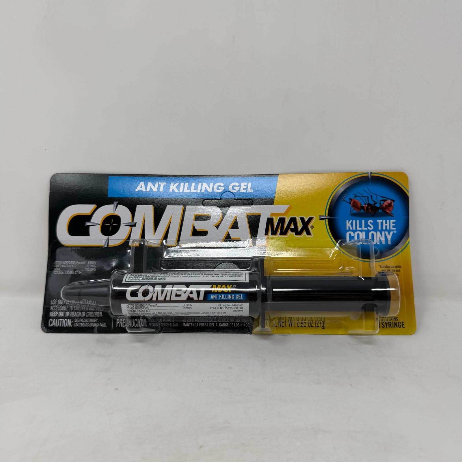 Combat Max Indoor and Outdoor Ant Killing Gel, 1 Syringe, 0.95oz (27g)