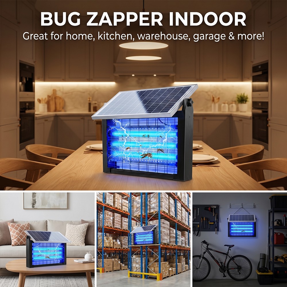 Waterproof Solar Bug Zapper Outdoor 4500V Mosquito Zapper Electric Fly Zapper