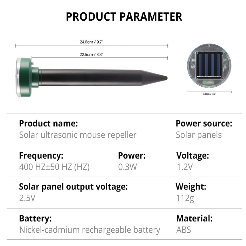 4pcs Solar Ultrasonic Mole & Rodent Repeller Outdoor Pest Control Yard Lamp