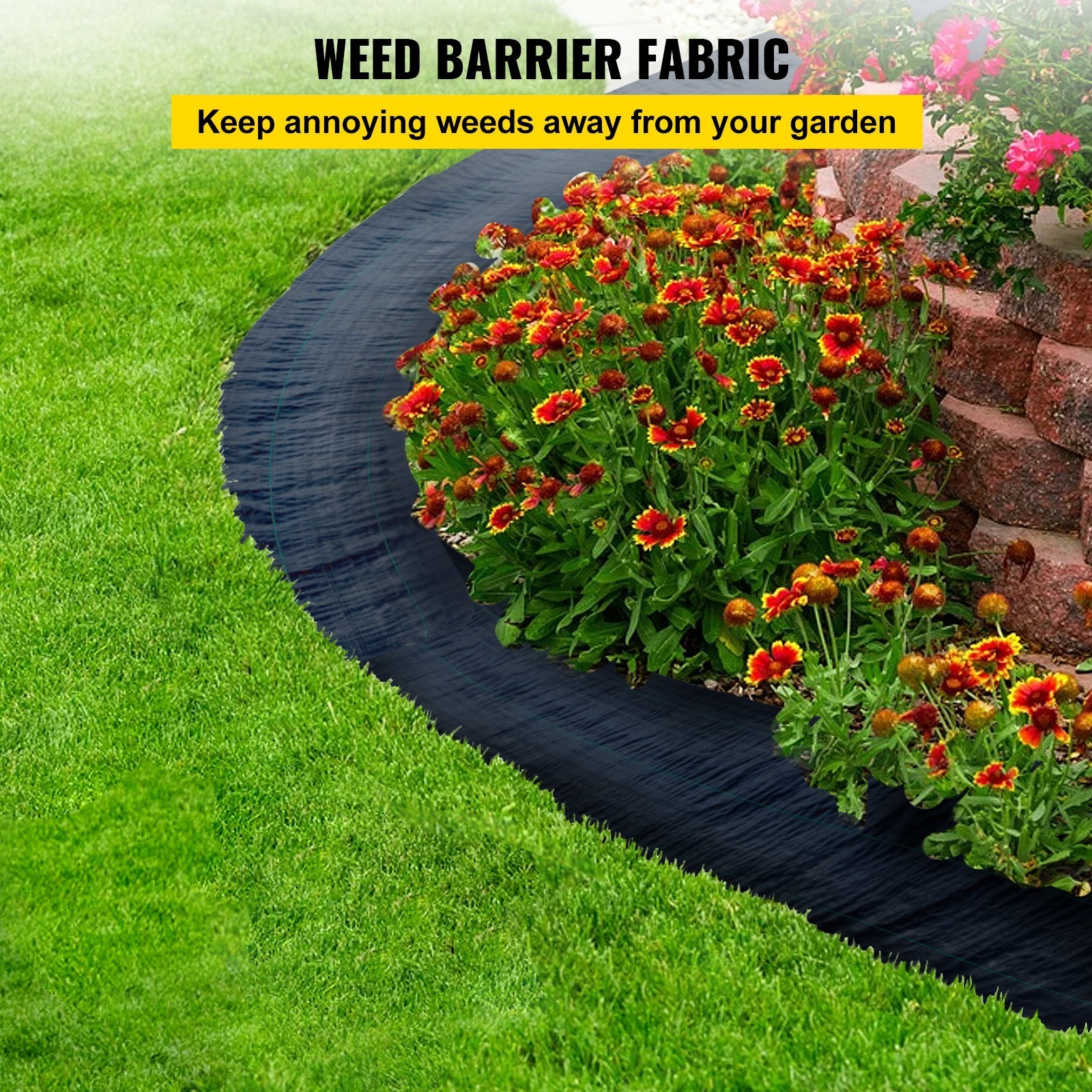 6′ x 300′ Woven Ground Cover Landscape Fabric 3.2-ounce Weed Barrier ~ H