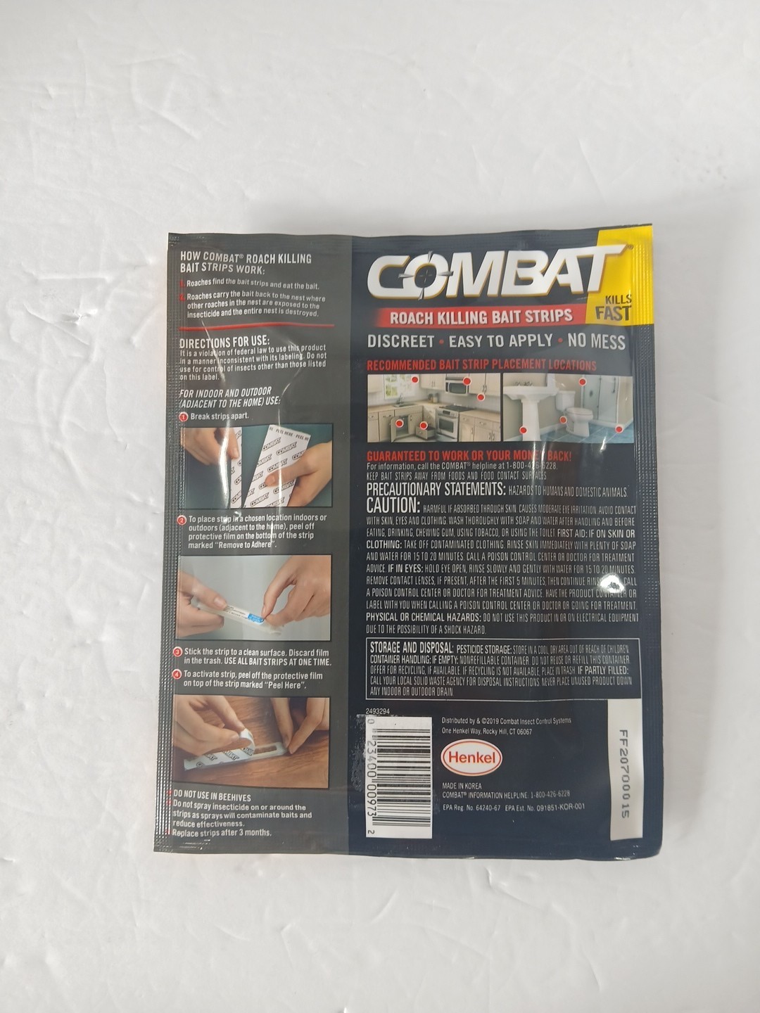Combat Roach Killing Bait Strips Kills The Nest Large & Small Roaches 10 Strips