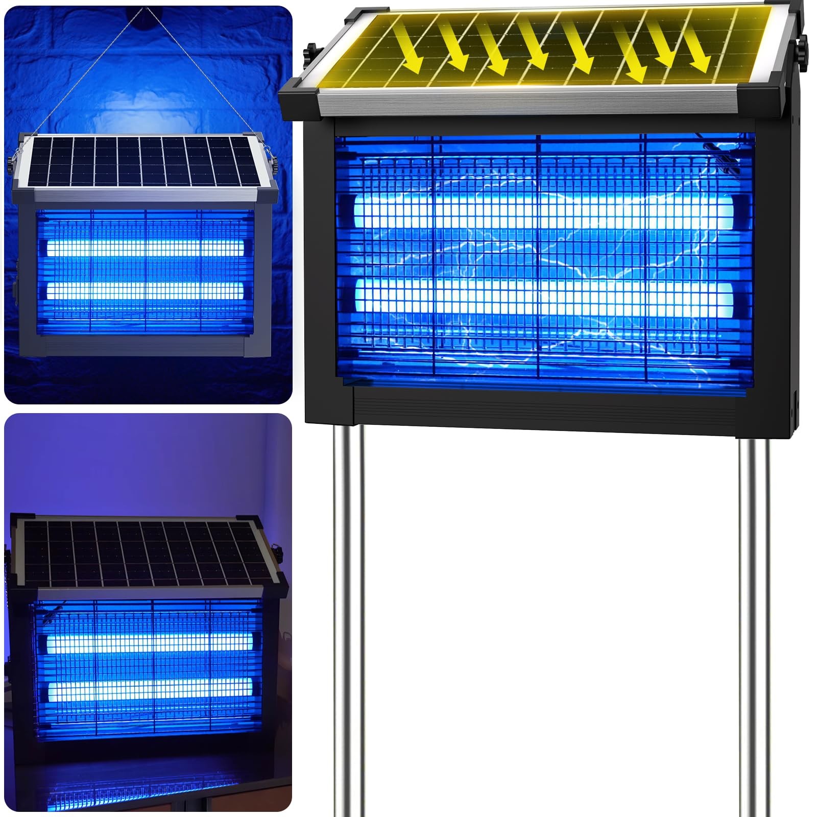 Solar Bug Zapper Outdoor, 4500V Solar Mosquito Zapper Outdoor Waterproof, 1/2…