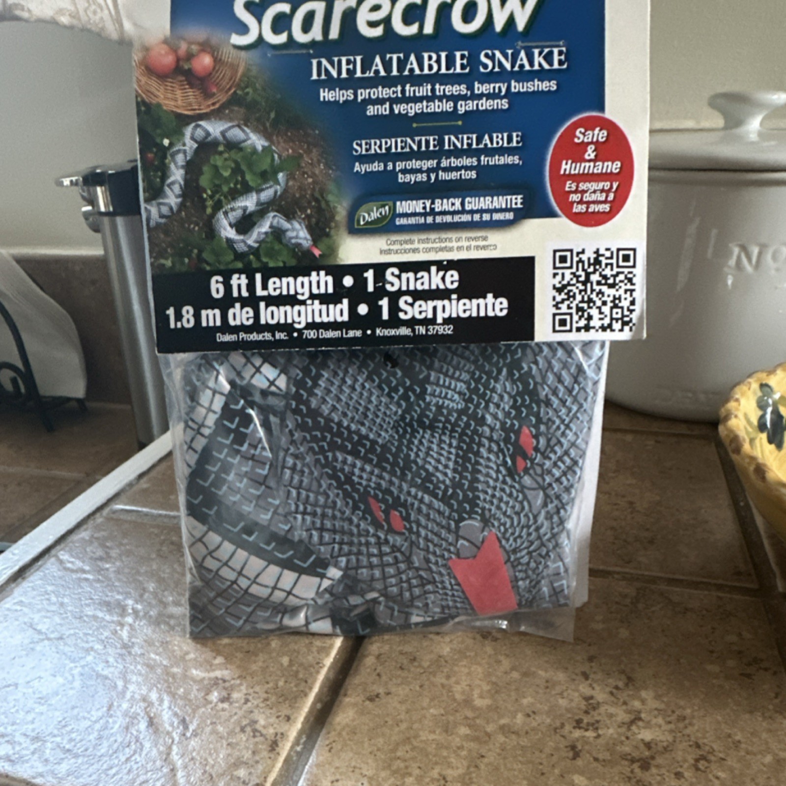 Dalen Inflatable Scarecrow Snake 6 ft Bird Deterrent Black Red White Plastic
