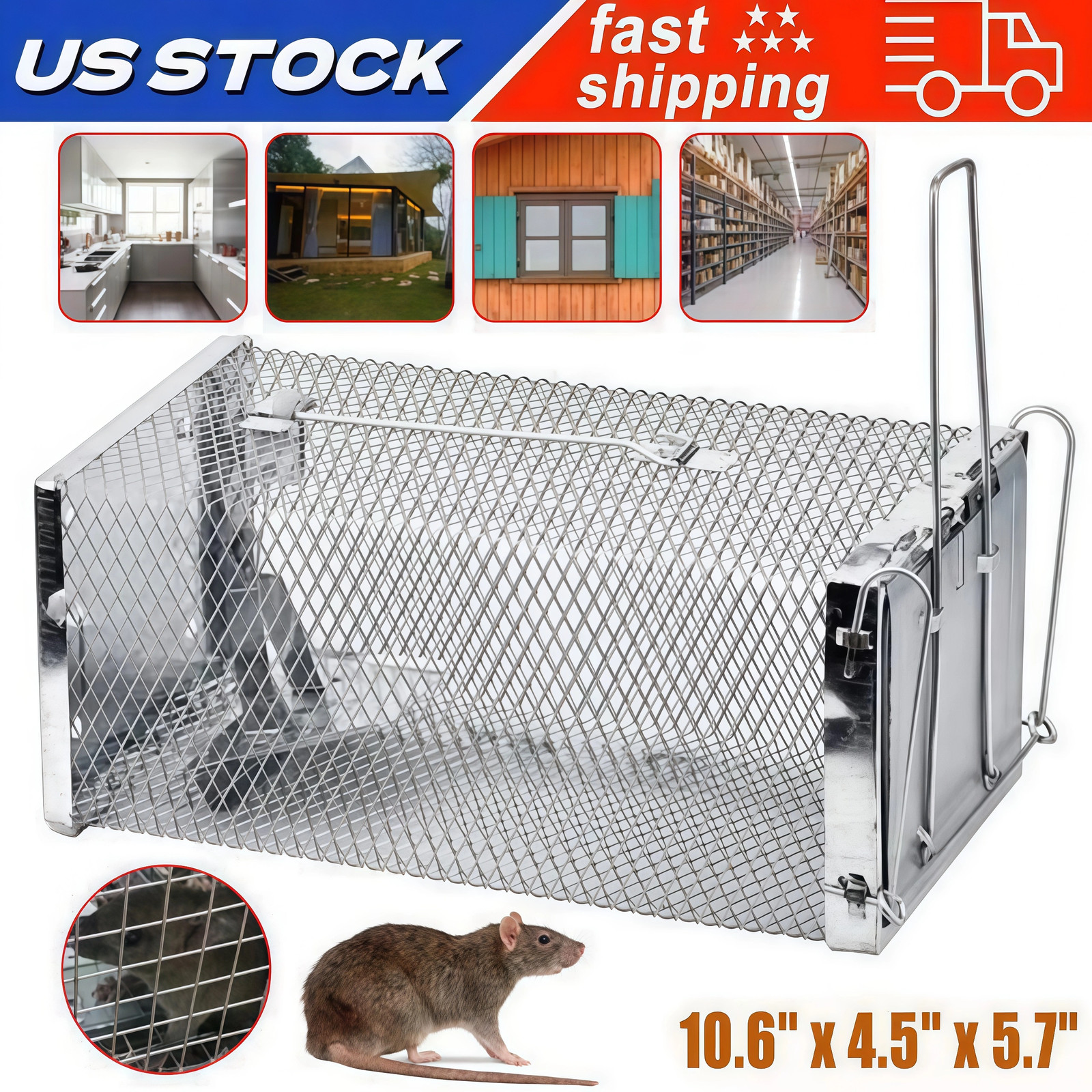 Rat Trap Cage Small Live Animal Pest Rodent Mouse Control Catch Hunting Trap US