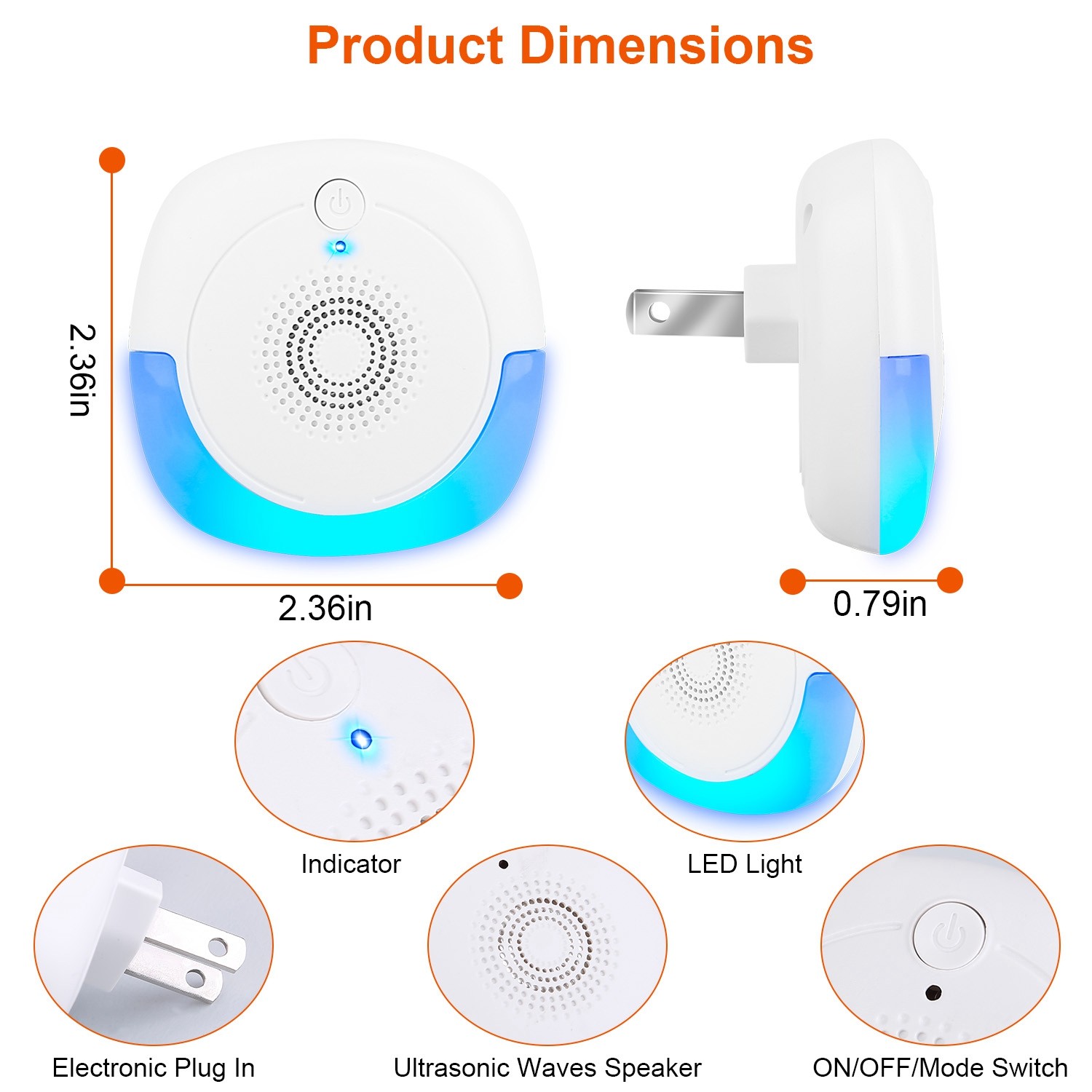 6 Pack Ultrasonic Pest Repeller Plug-In Rodent Control Electronic Roach Mice US