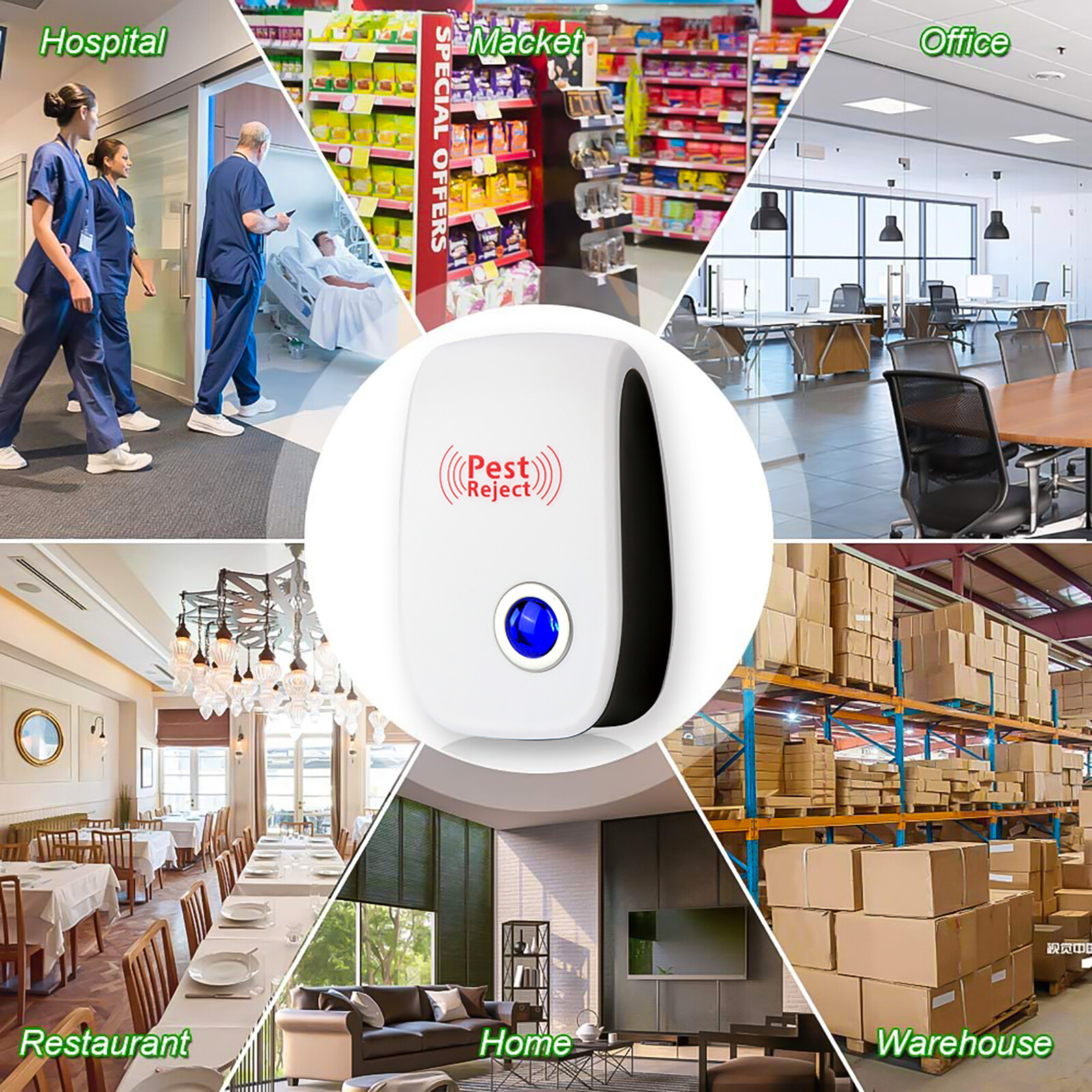 4 PCS Ultrasonic Pest Repeller Electronic Reject Mosquito Cockroach Mouse Killer