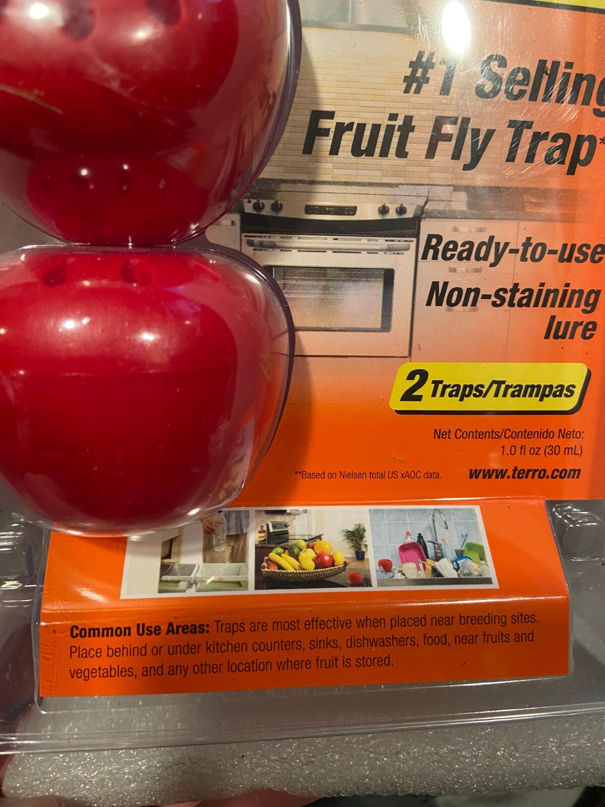 Terro Fruit Fly Trap 2 Traps w/90 Day Supply *NEW* d2