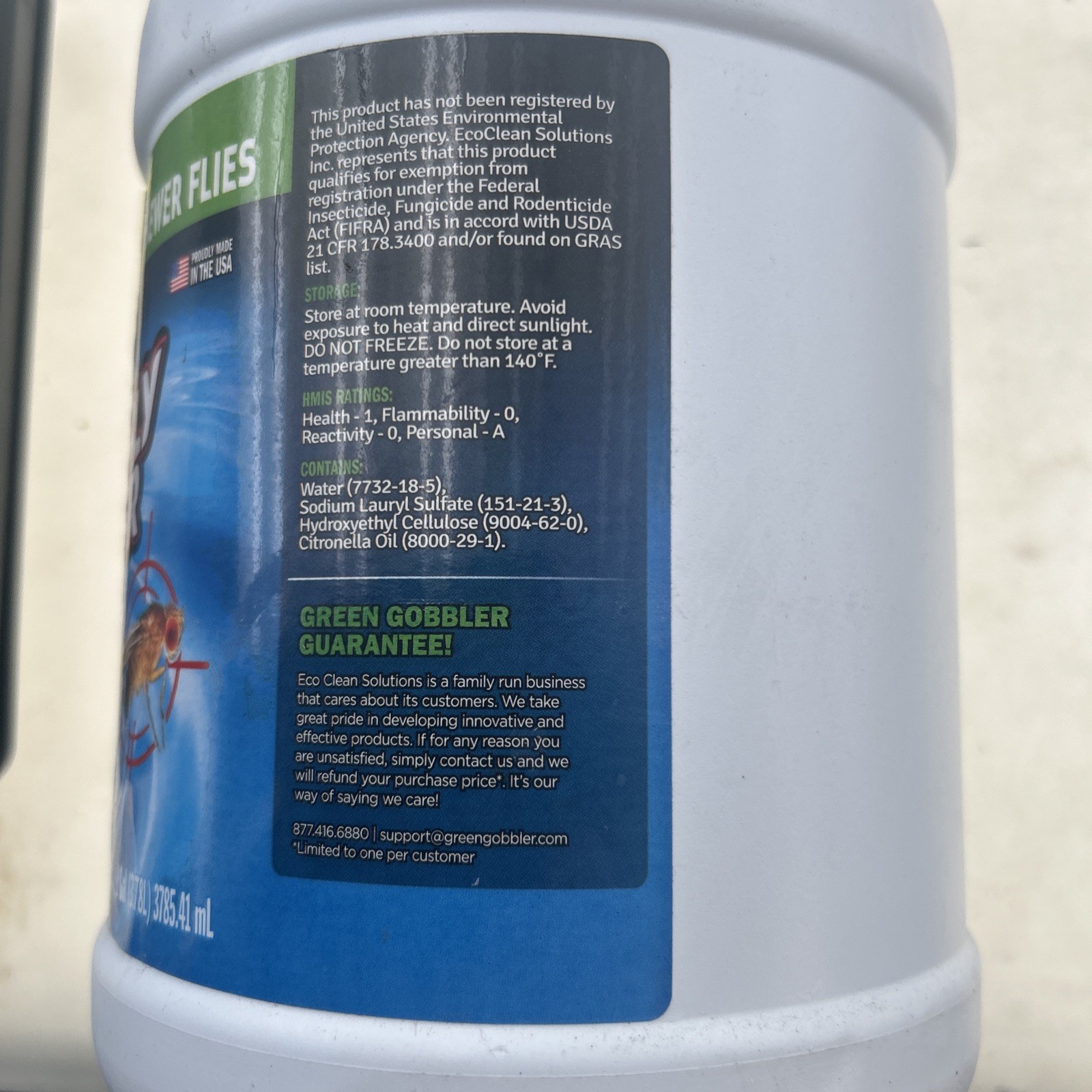 1 Gallon Green Gobbler Fruit Fly Drain Fly & Sewer Fly Solution