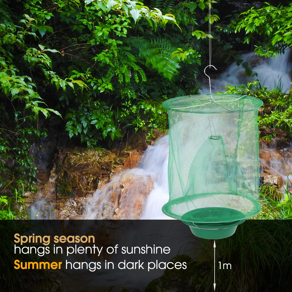 1PCS Fly Catcher Natural Bait Trap Automatic Flycatcher Insect Killer Cage Indoo
