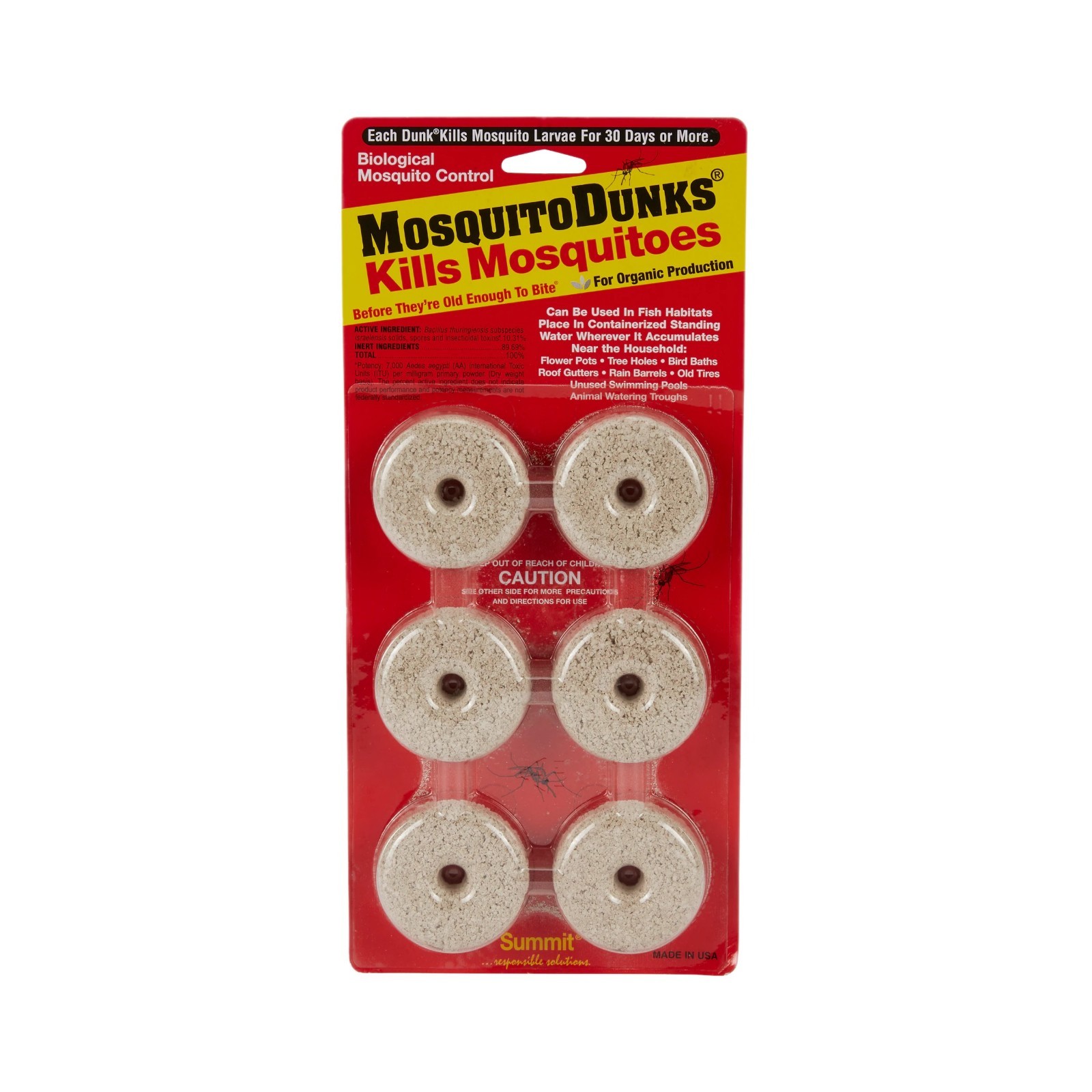 Mosquito Dunks 6 -Count Organic Natural Ready to use Mosquito killer 6 -Pack