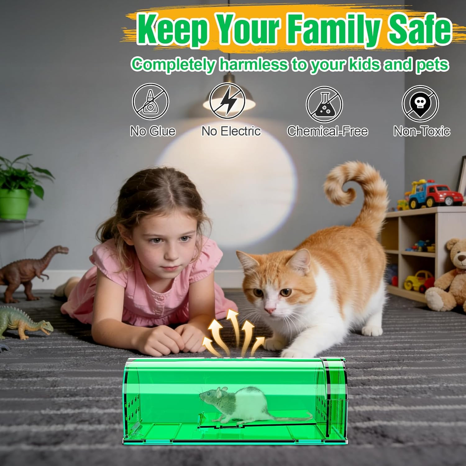4 Pcs Humane Mouse Traps No Kill, Live Mouse Trap, Reusable Mice Trap Catch for