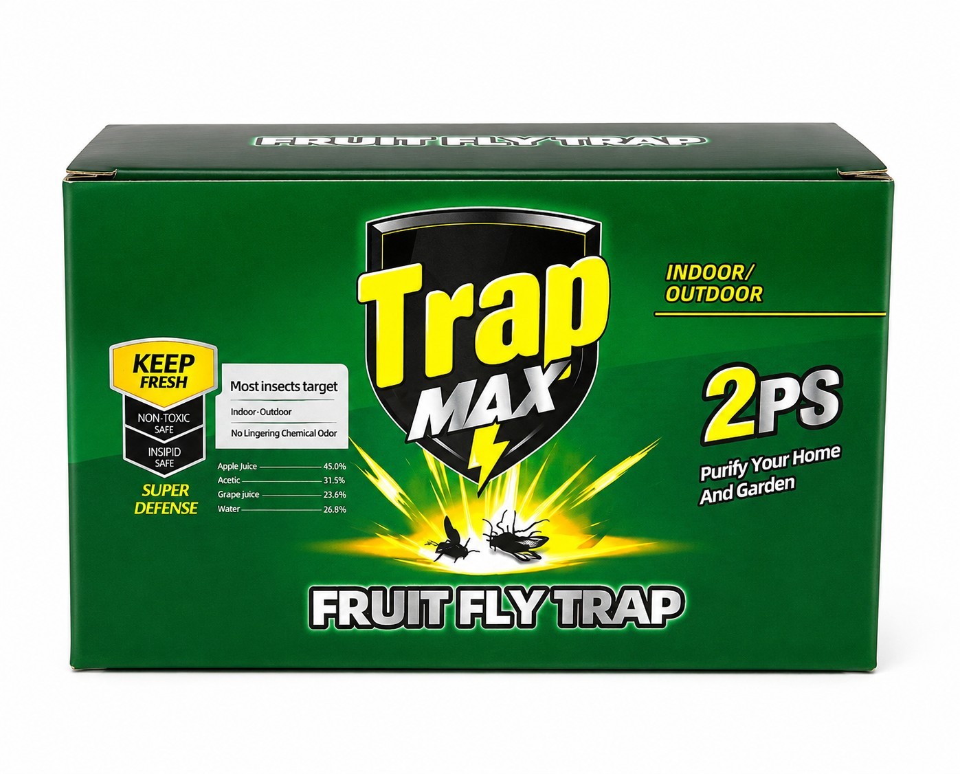 TrapMax Fruit Fly Trap 2 Pack Indoor Outdoor Reusable Fly Catcher