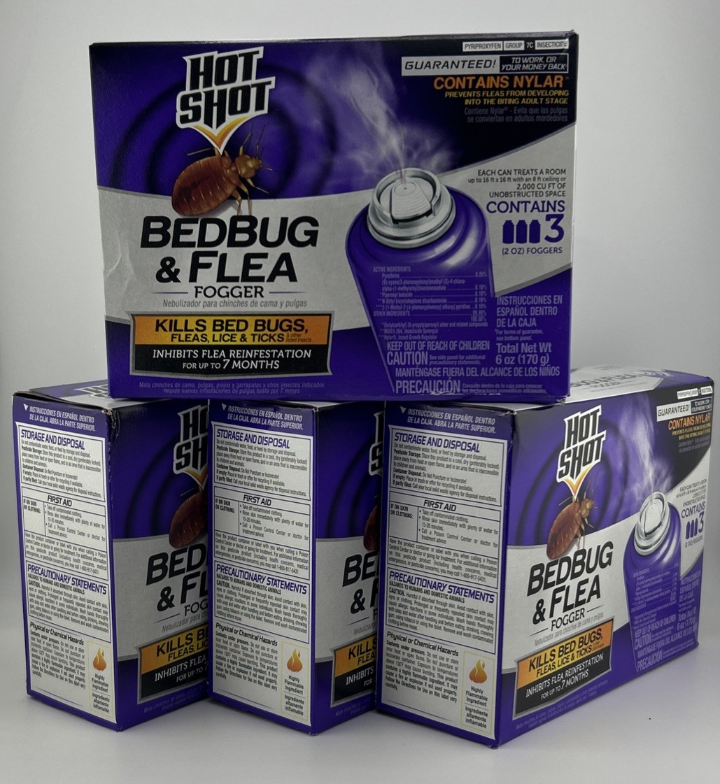 4 Boxes, 12 Hot Shot FOGGER Insect Killer INDOOR BED BUGS & FLEA Ticks Lice Bomb