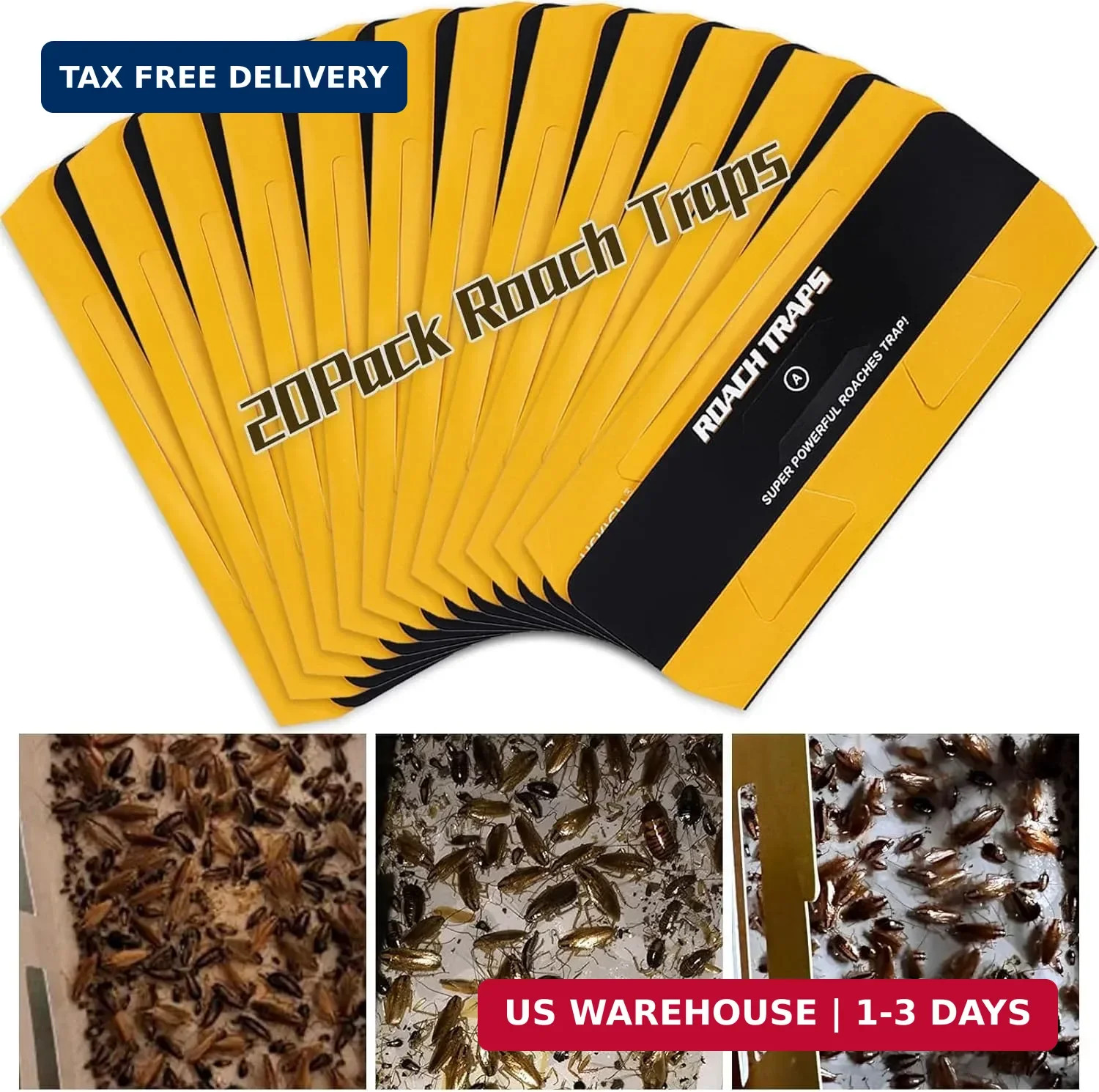20 Pack Roach Traps, Cockroach Traps Indoor Home, Glue Roach Traps, Child & Pets