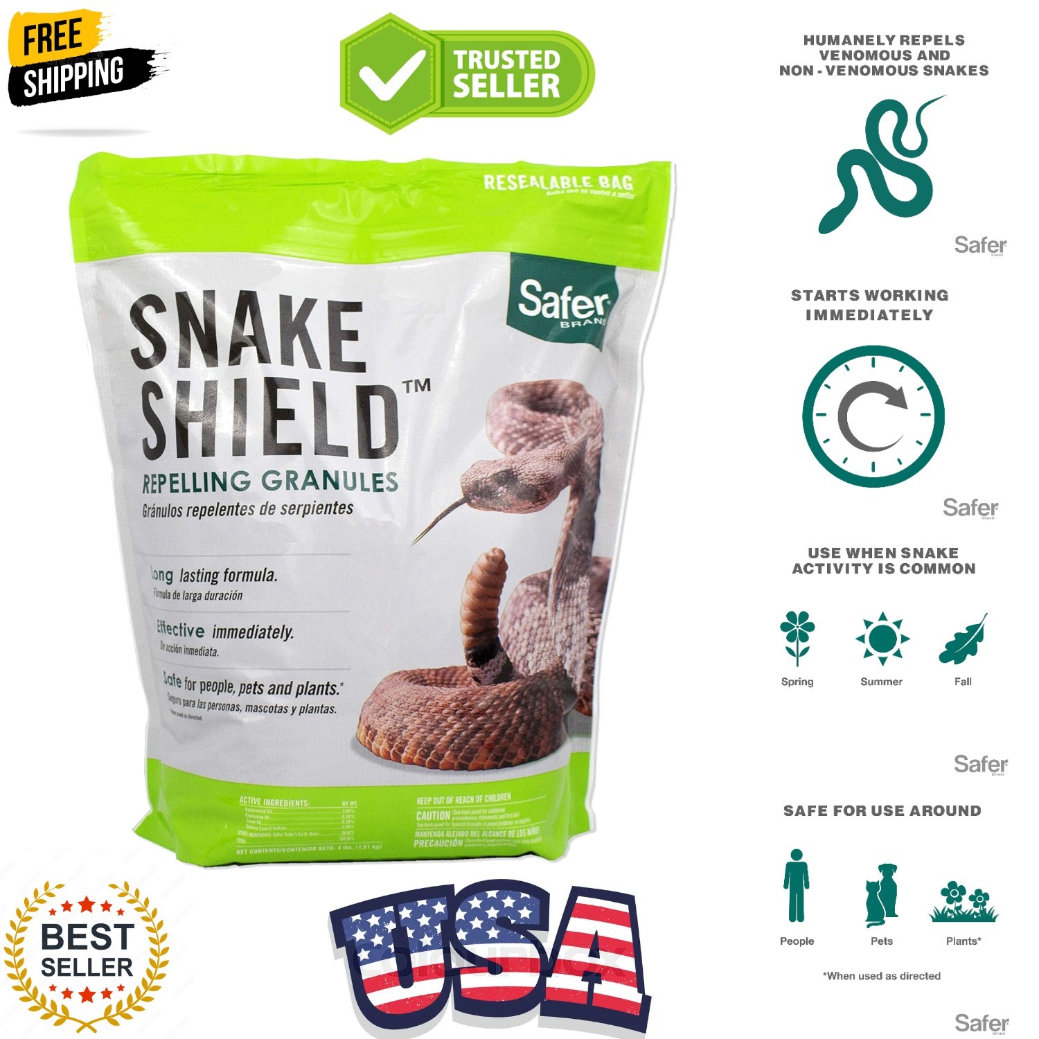 Brand Snake Shield, 4 lb Granular Snake Repellent for Yard | Outdoor Pest Con…