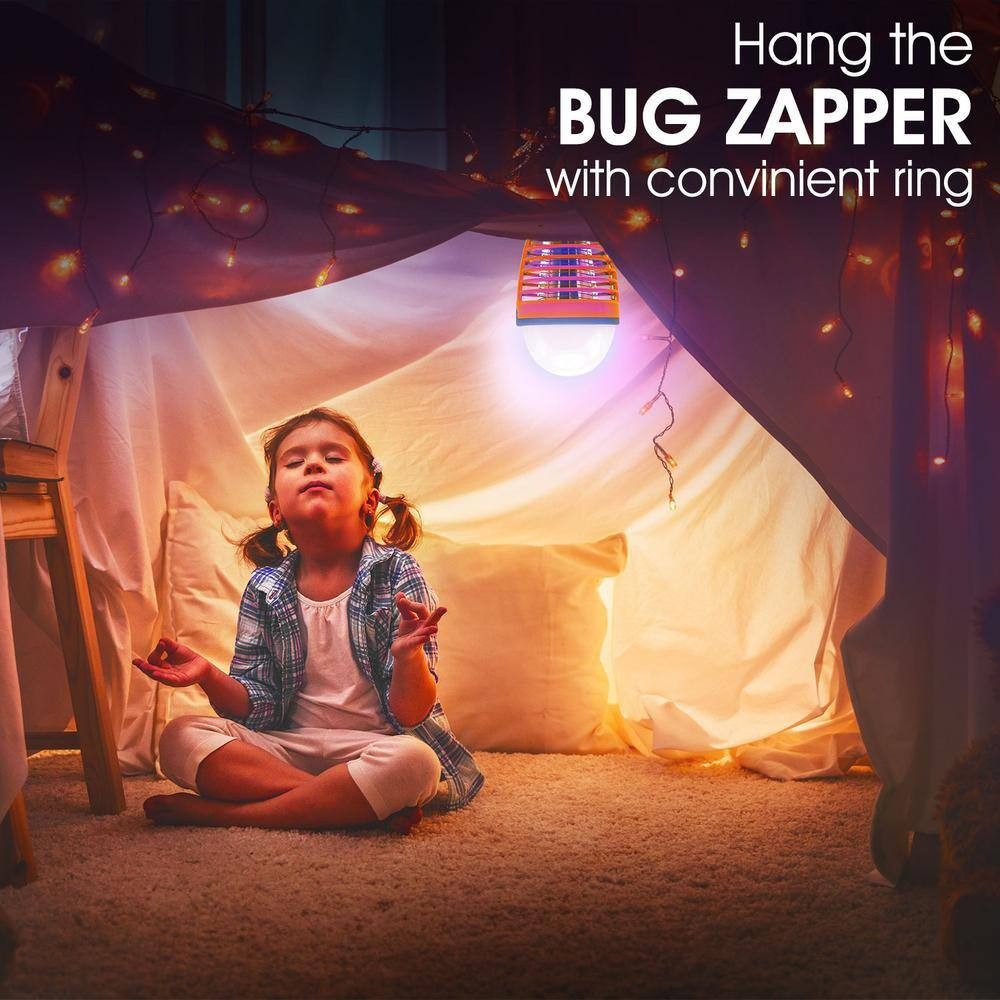 7 In. White 2-In-1 Rechargeable Bug Zapper, Mosquito Killer Light Bulb for Indoo