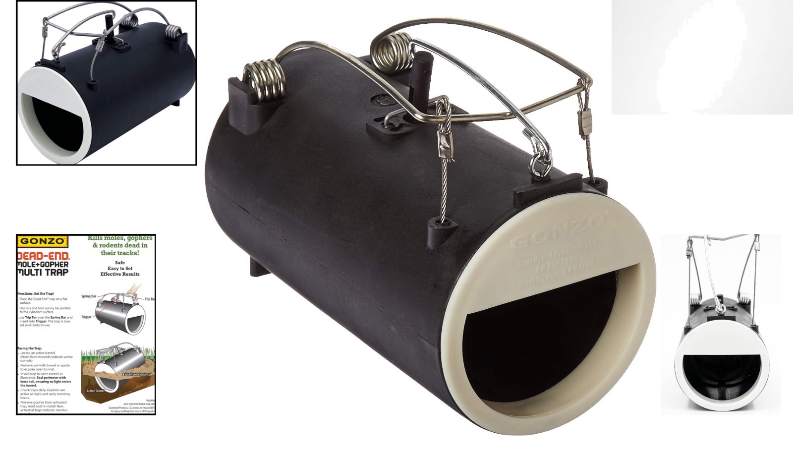 Black Manual Gopher and Mole Trap – Easy Setup with Illustrated Instructions