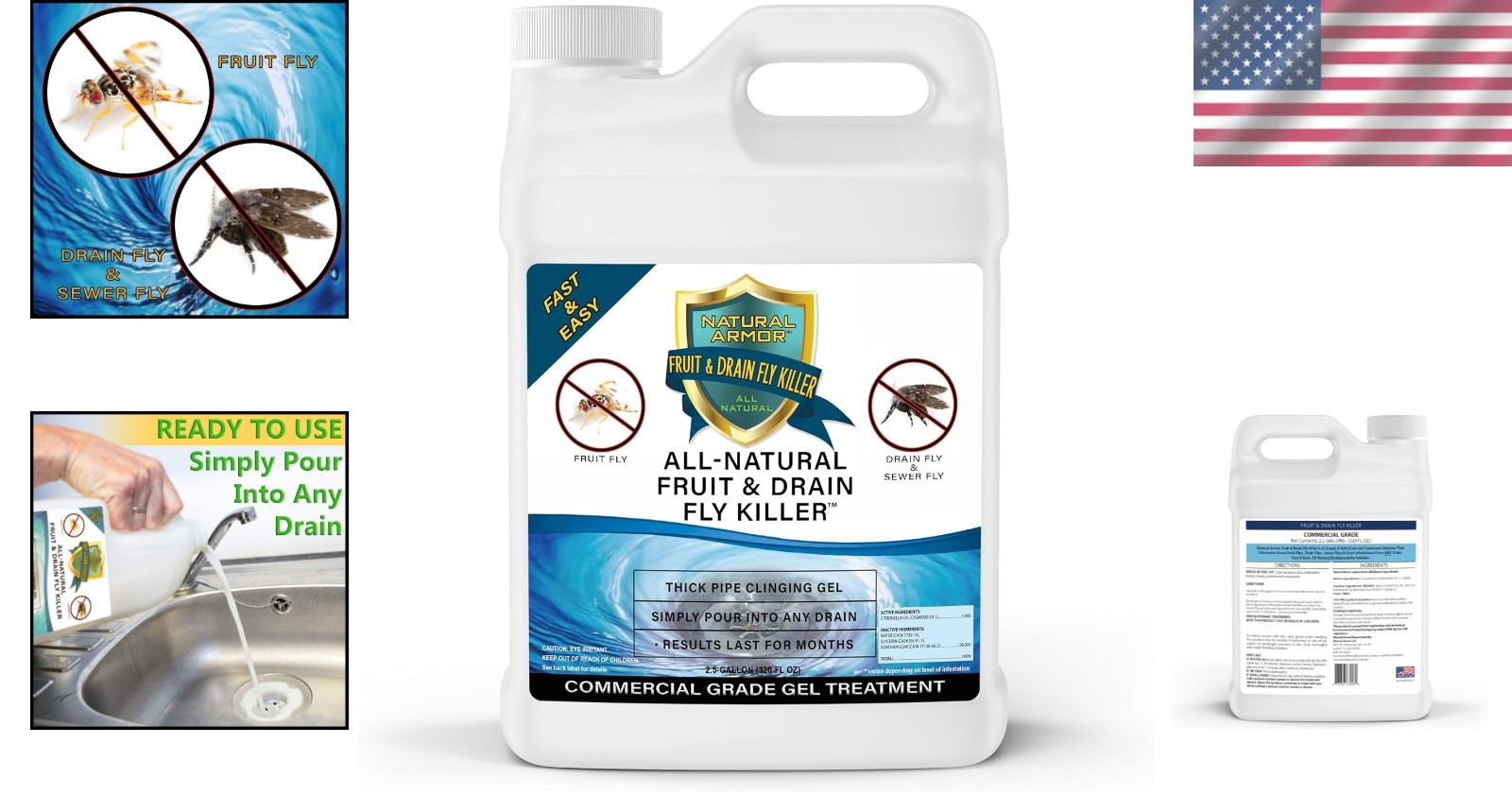 1 Gallon Commercial Drain Gel – Eliminates Fruit Fly & Gnat Infestations Safely