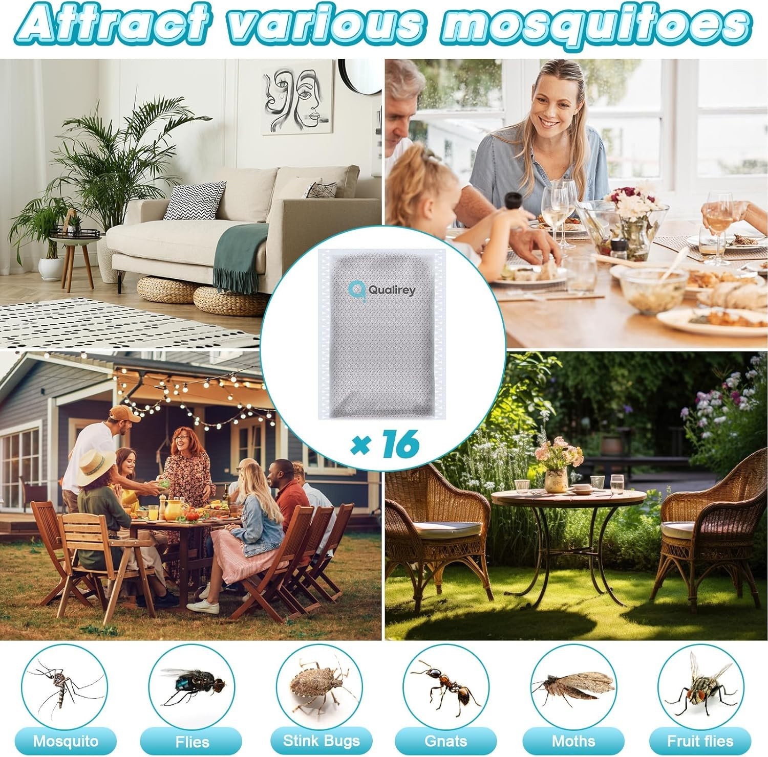 16 Pack Mosquito Attractant Refill for Indoor Outdoor Traps Safe Long Lasting