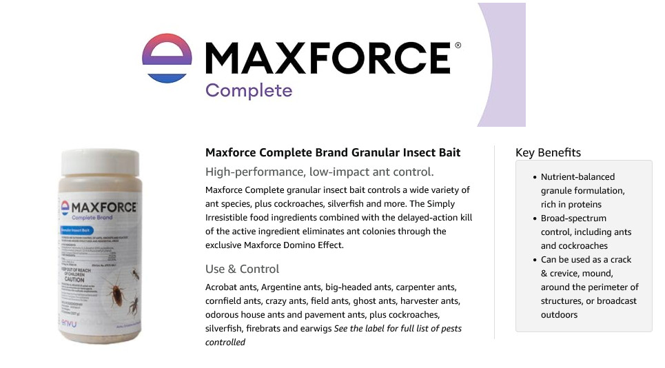 8 oz Maxforce Complete Insect Control Bait Ant Roach Silverfish Earwig Cricket