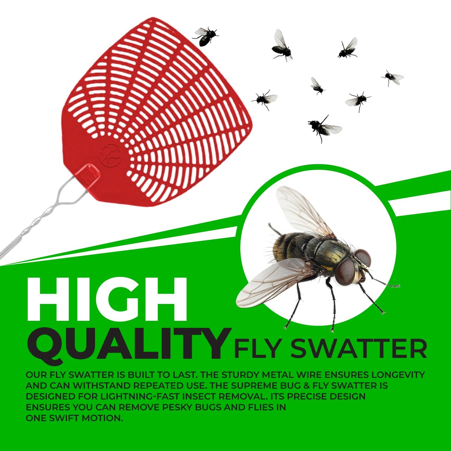 Supreme Bug & Fly Swatter 6-Pack – Braided Metal Handle 6 Pack Fly Swatters, …