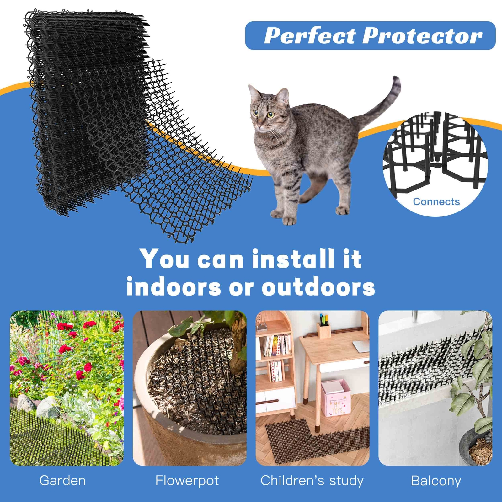 12PK Scat Cat Mat 16 X 13In Square Cat and Dog Scat Mats for Cats Prickle St…