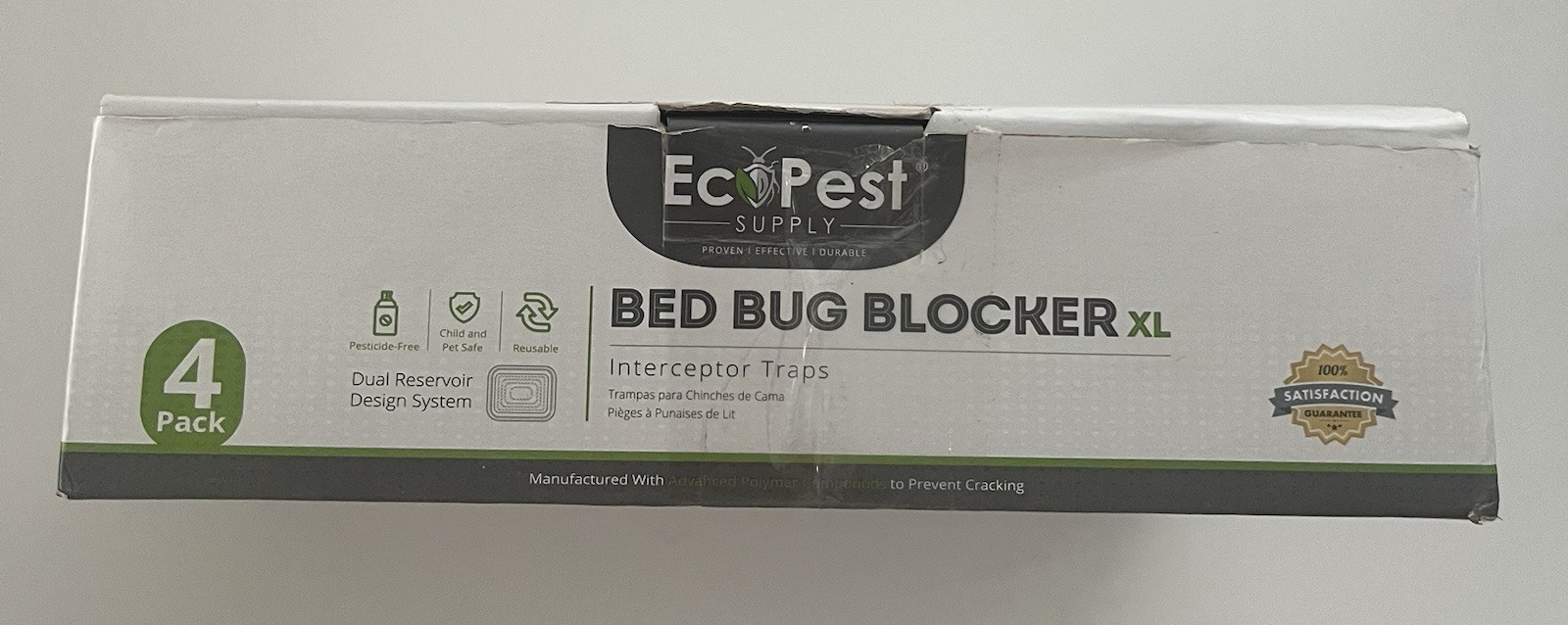 EcoPest Bed Bug Blocker XL Dual Reservoir Interceptor Traps 4-Pack Black