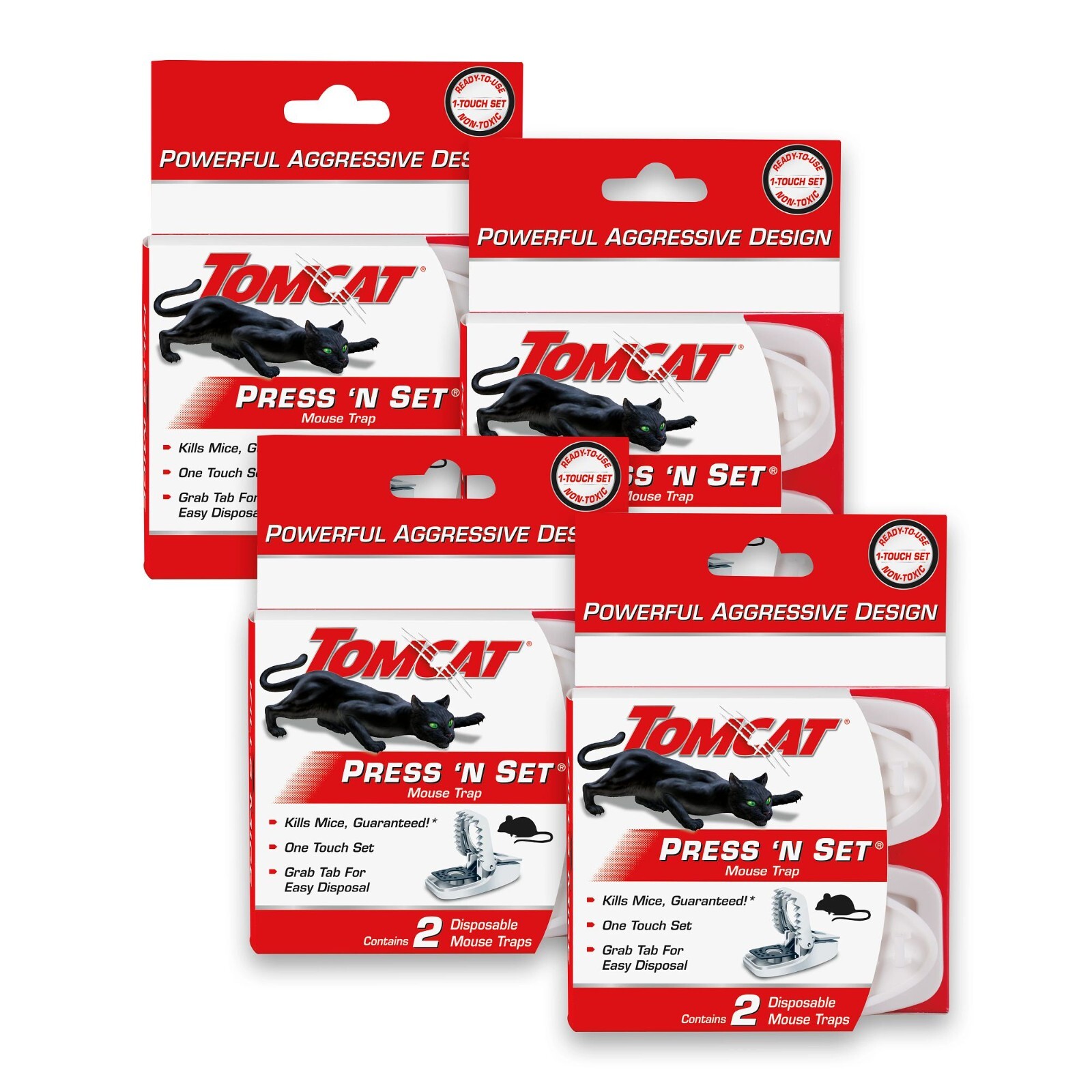 Tomcat Press ‘N Set Mouse Trap, 4-Pack (8 Traps)