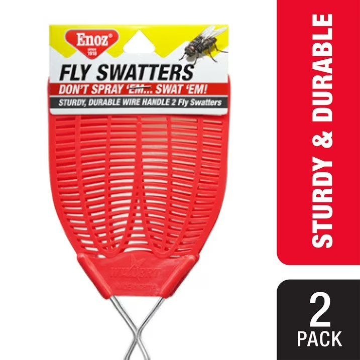 (3 pack)Enoz Fly Swatter, Wire Handled Plastic Fly Swatter, Assorted Colors,2 ct