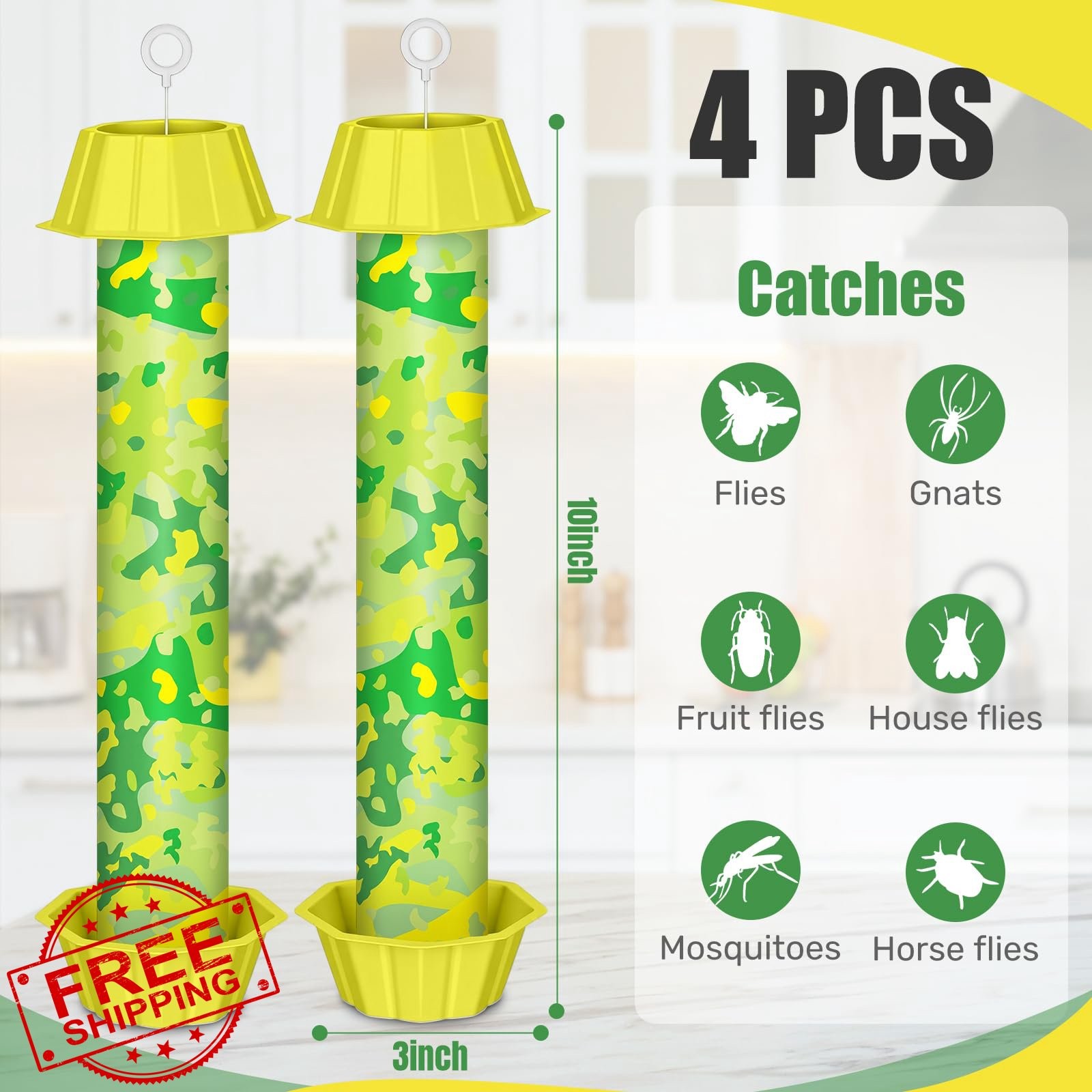 Qualirey 4 Pcs Sticky Fly Trap Elegant Style