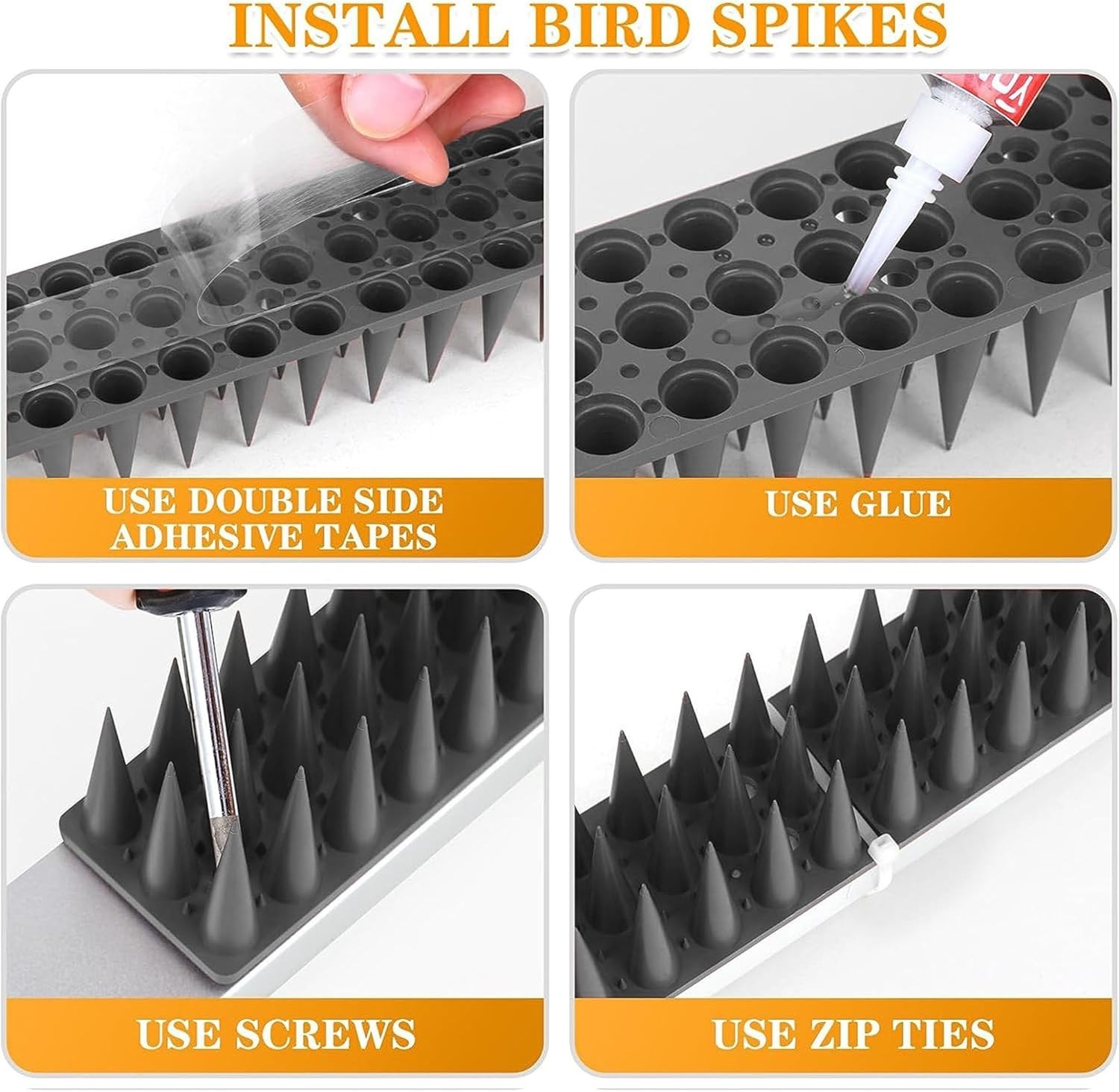 20Pcs Bird Spikes Pigeon Deterrent Guard for Squirrel Cat Raccon Fence Kit,22 FT