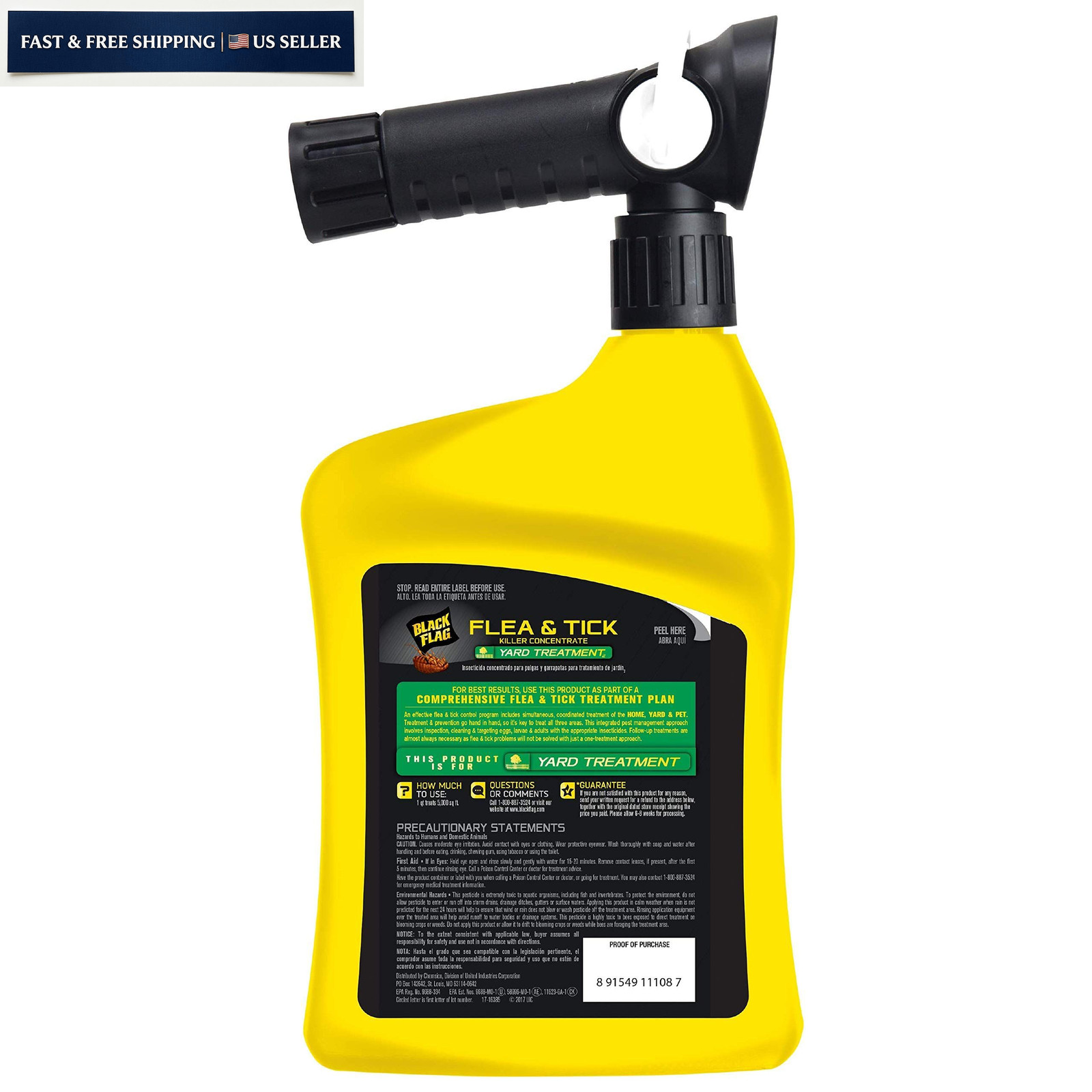 Black Flag Flea and Tick Killer Concentrate Yard 32 Fl Oz (Pack of 1),