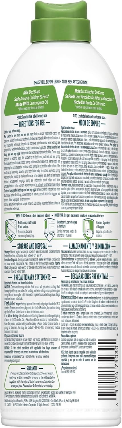 Ecologic Bed Bug Killer Aerosol Spray, 14oz, Kills Bed Bugs & Eggs, for Mattres.