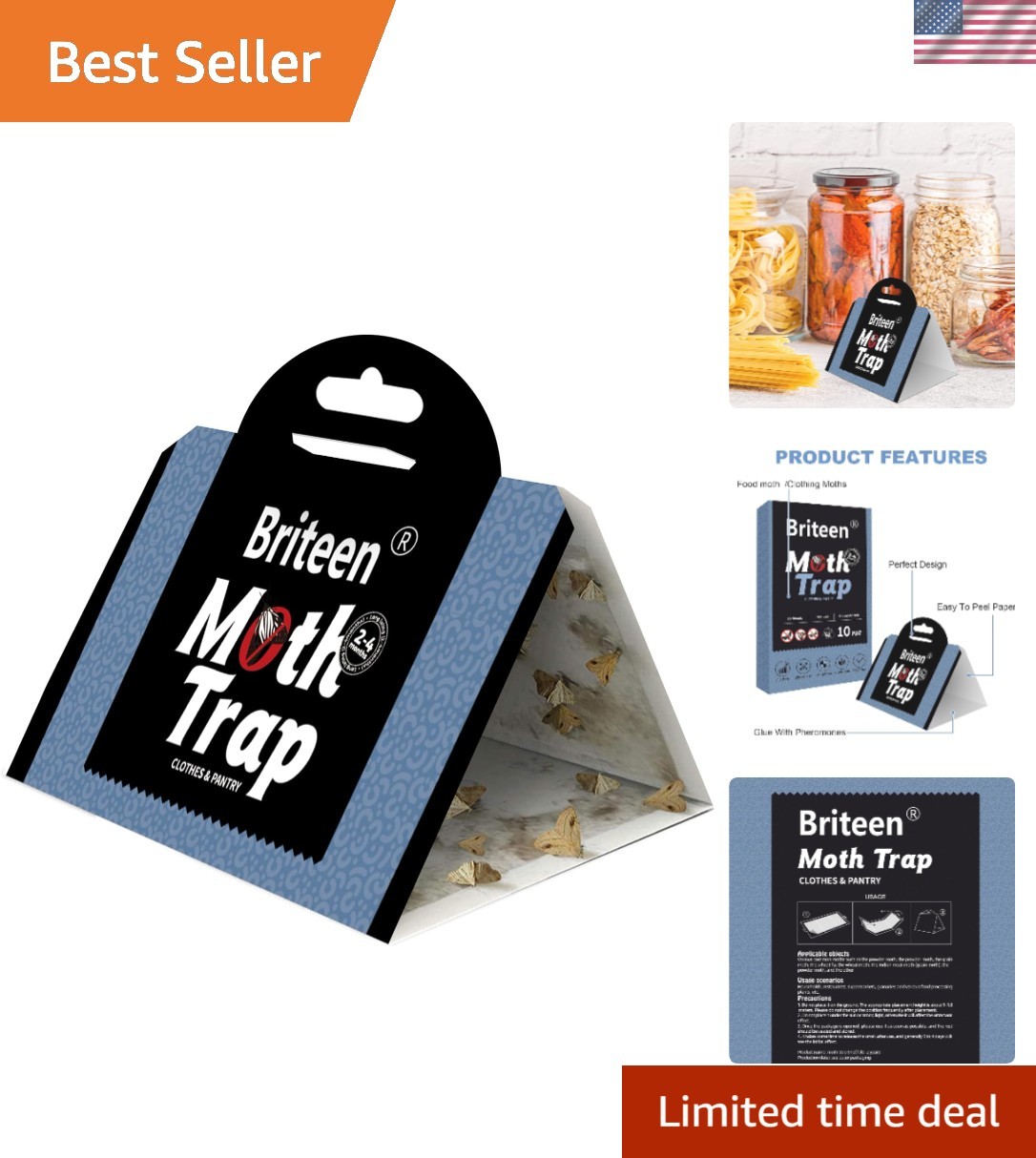 10 Pack Pantry Moth Traps Safe and Effective for Food and Clothing- Glue Trap…