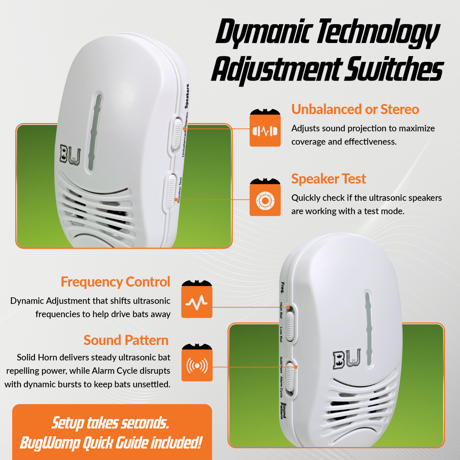 -USED- BugWomp Bat Expulsion Unit with Dynamic Repellent Technology (White)