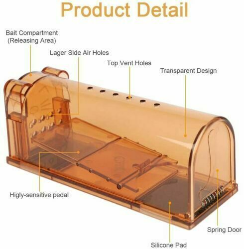 2 PACK Humane Mouse Traps Live Catch & Release No Kill Rat Mice Trap Reusable