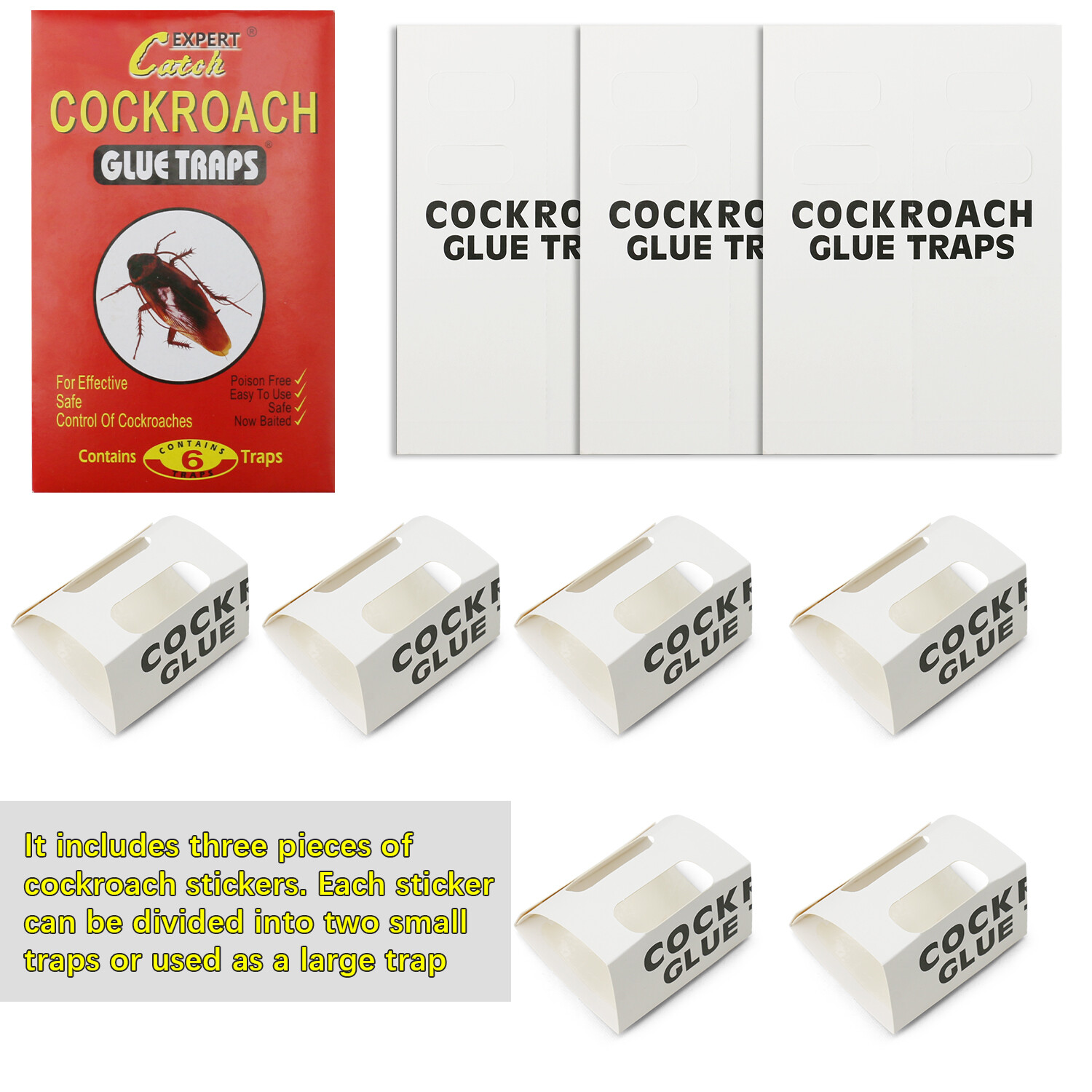 6-48PCS Roach Trap Pest Cockroach Killer Glue Catchers Indoor Roach Insect Motel