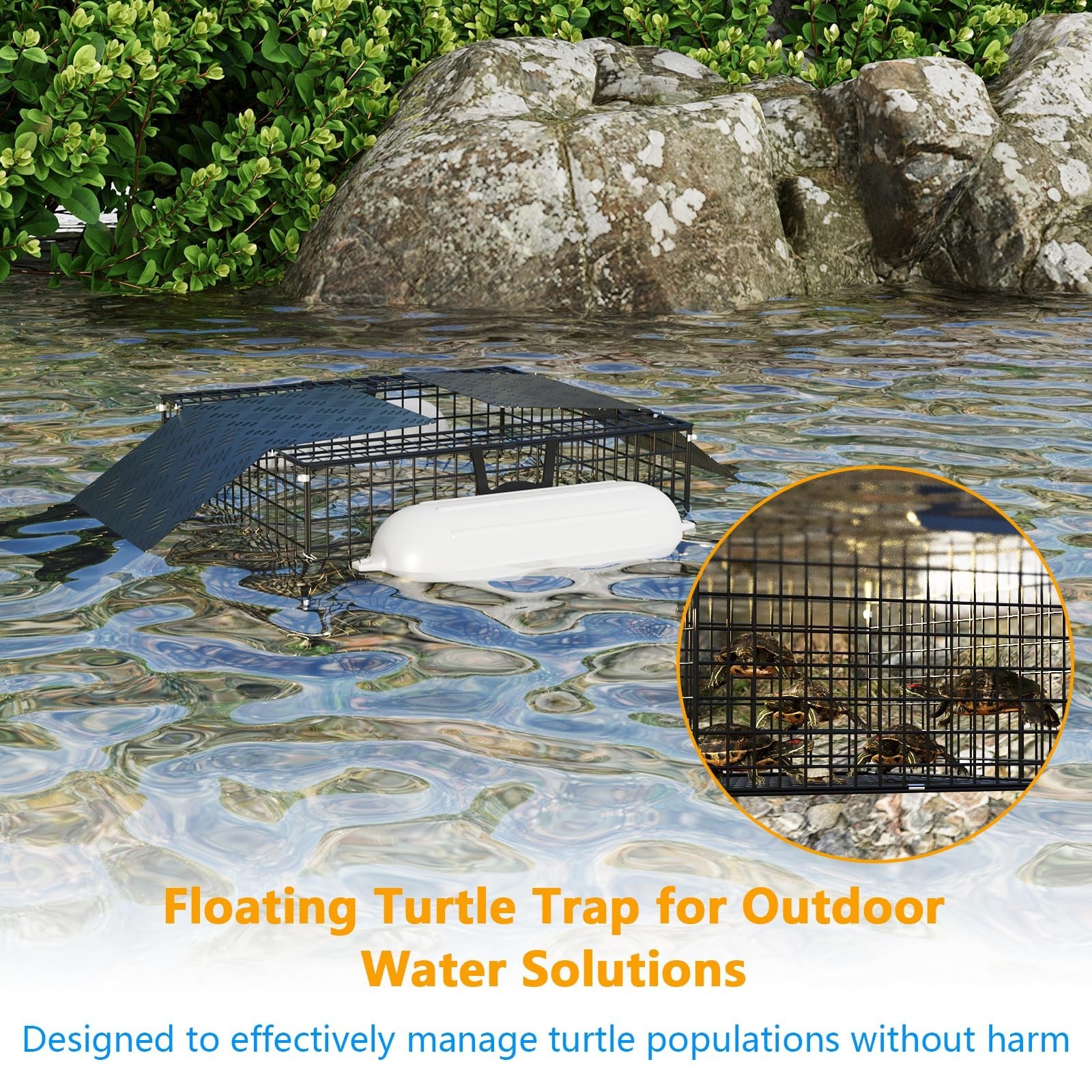 Floating Turtle Trap for Outdoor Water Solutions, Humane Snapping Turtle Trap