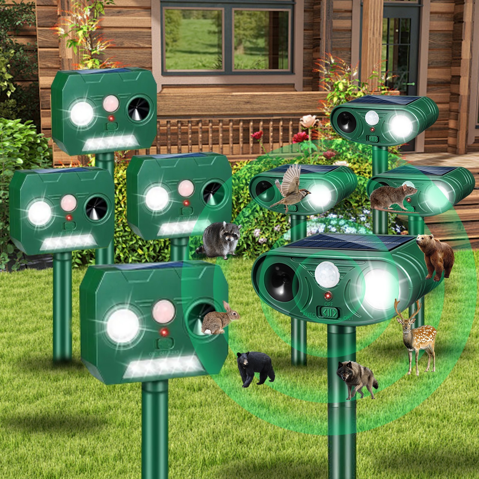 2026 Upgraded Solar Ultrasonic Animal Repellent Motion Activated Deer Repellen