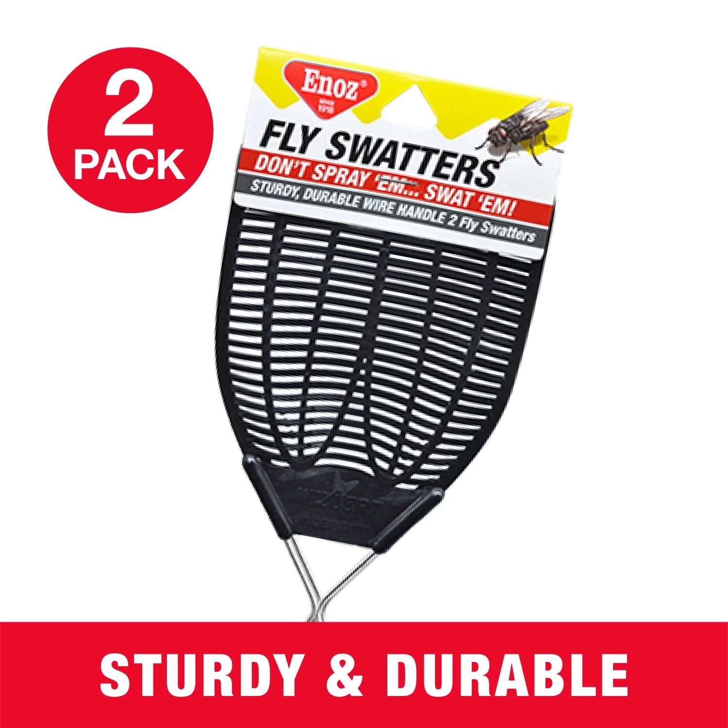 (3 pack)Enoz Fly Swatter, Wire Handled Plastic Fly Swatter, Assorted Colors,2 ct