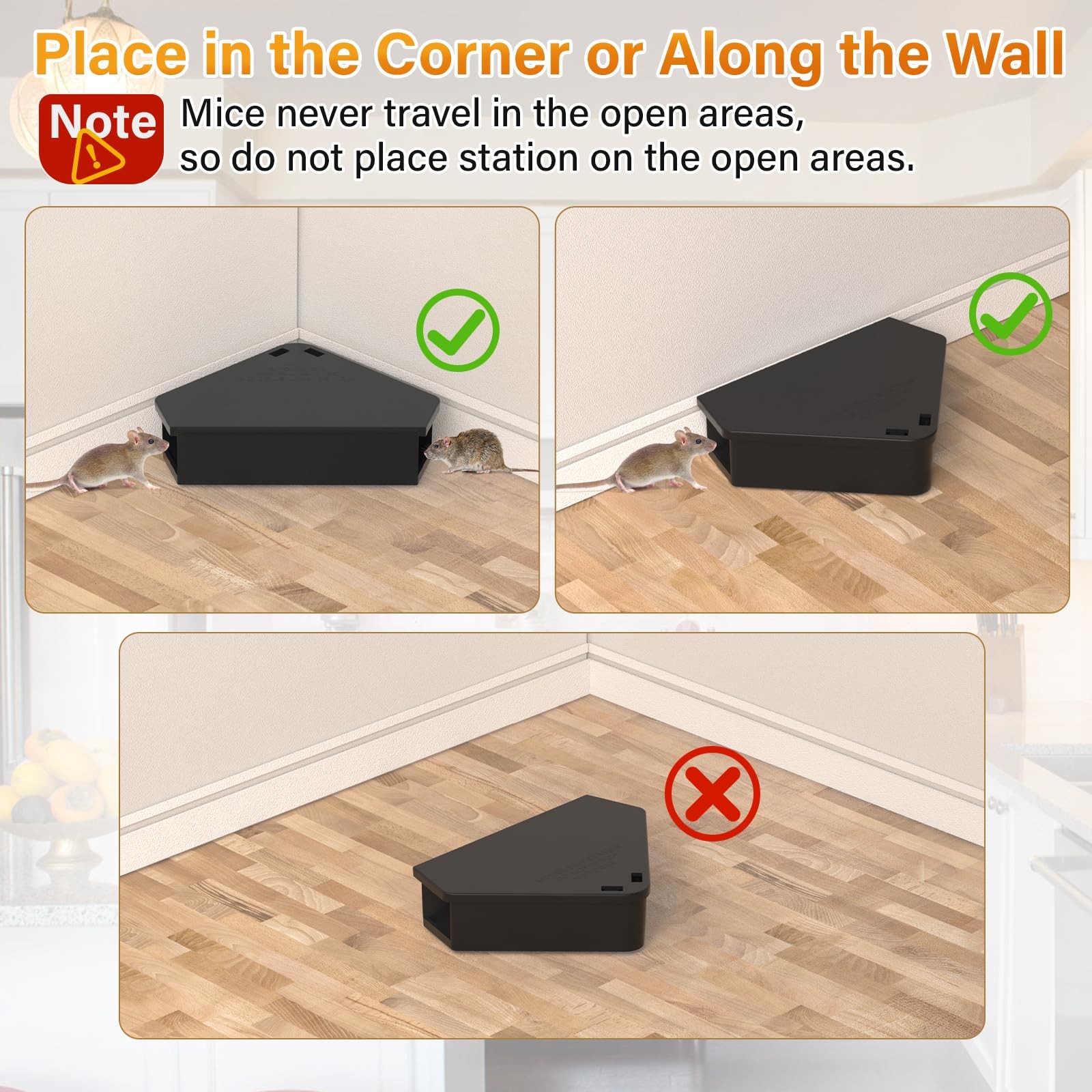 Mouse Station Black 6 Pack TamperProof Child Pet Safe Indoor Outdoor