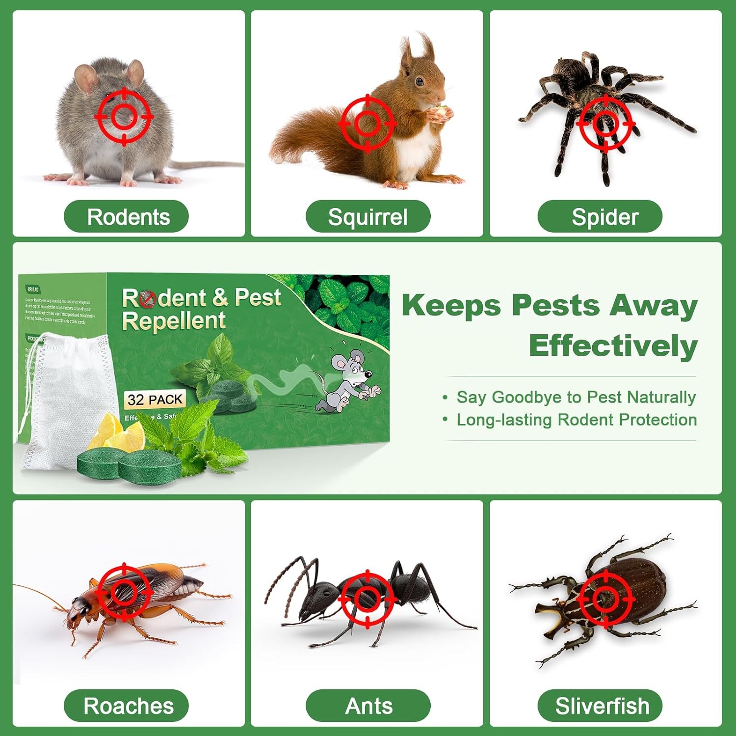 Mouse Rodent Repellent, 32 Pack Peppermint Oil to Repel Mice and Rats– Works for