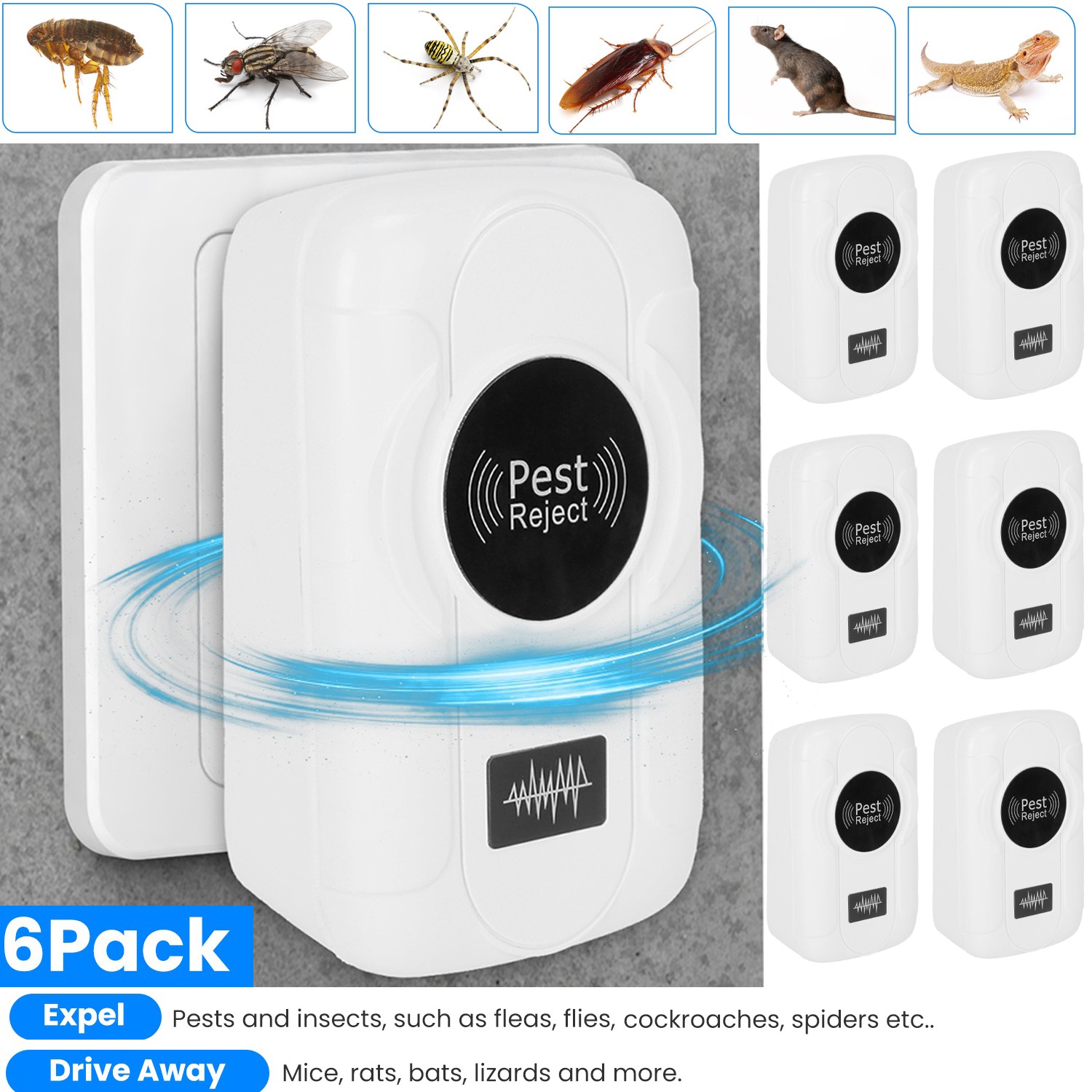 6/12PCS Ultrasonic Electronic Indoor Plug in Repellent for Insects