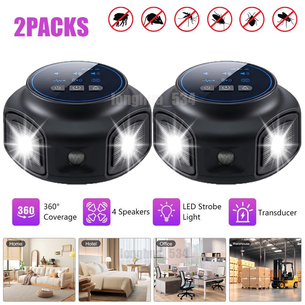 2PCS Rodent Repellent Mouse Repellent Indoor Ultrasonic Pest Repeller 4 Speakers